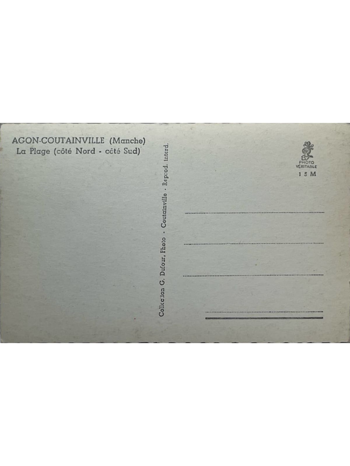 Verso de la carte postale
