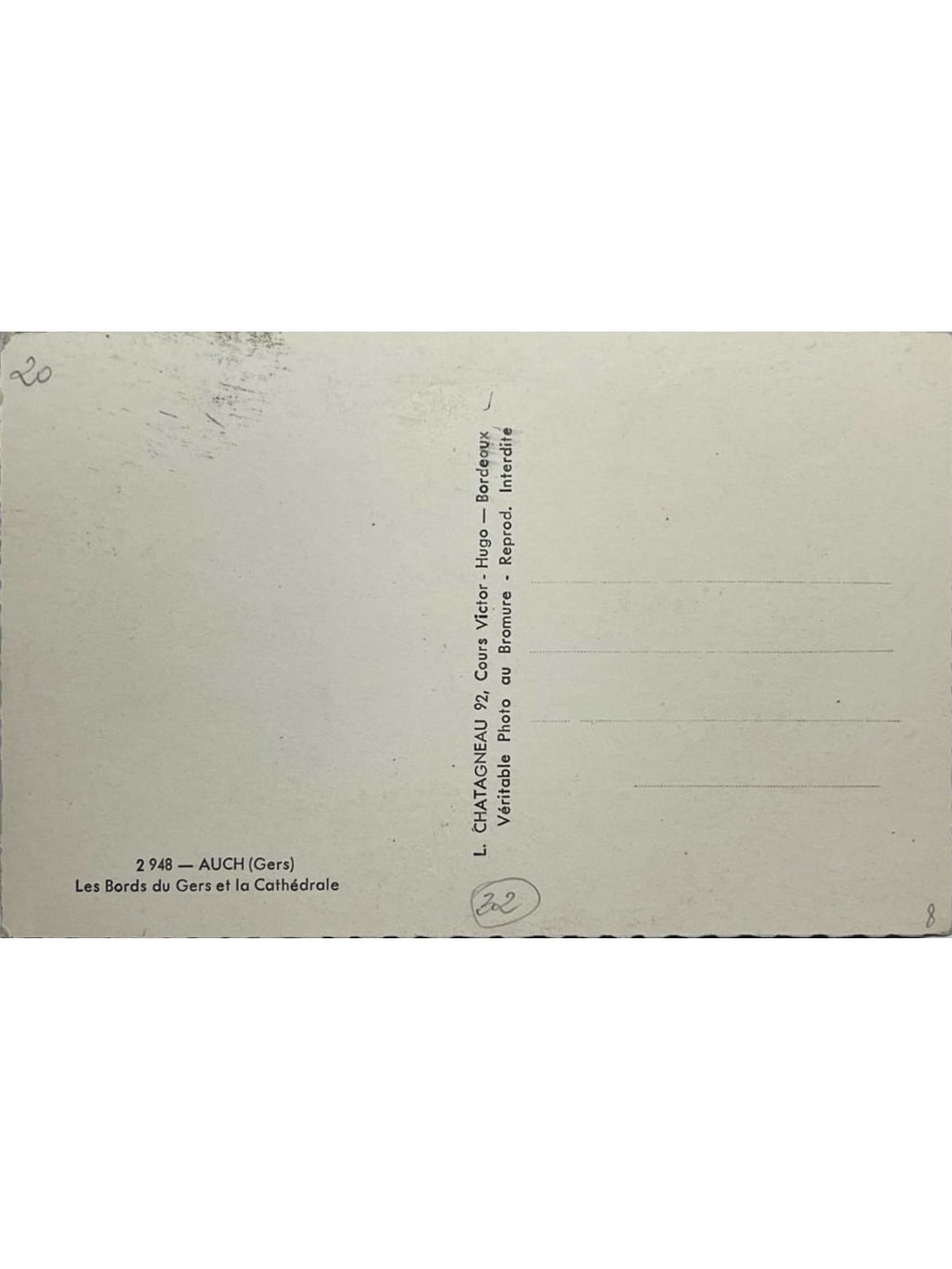 Verso de la carte postale