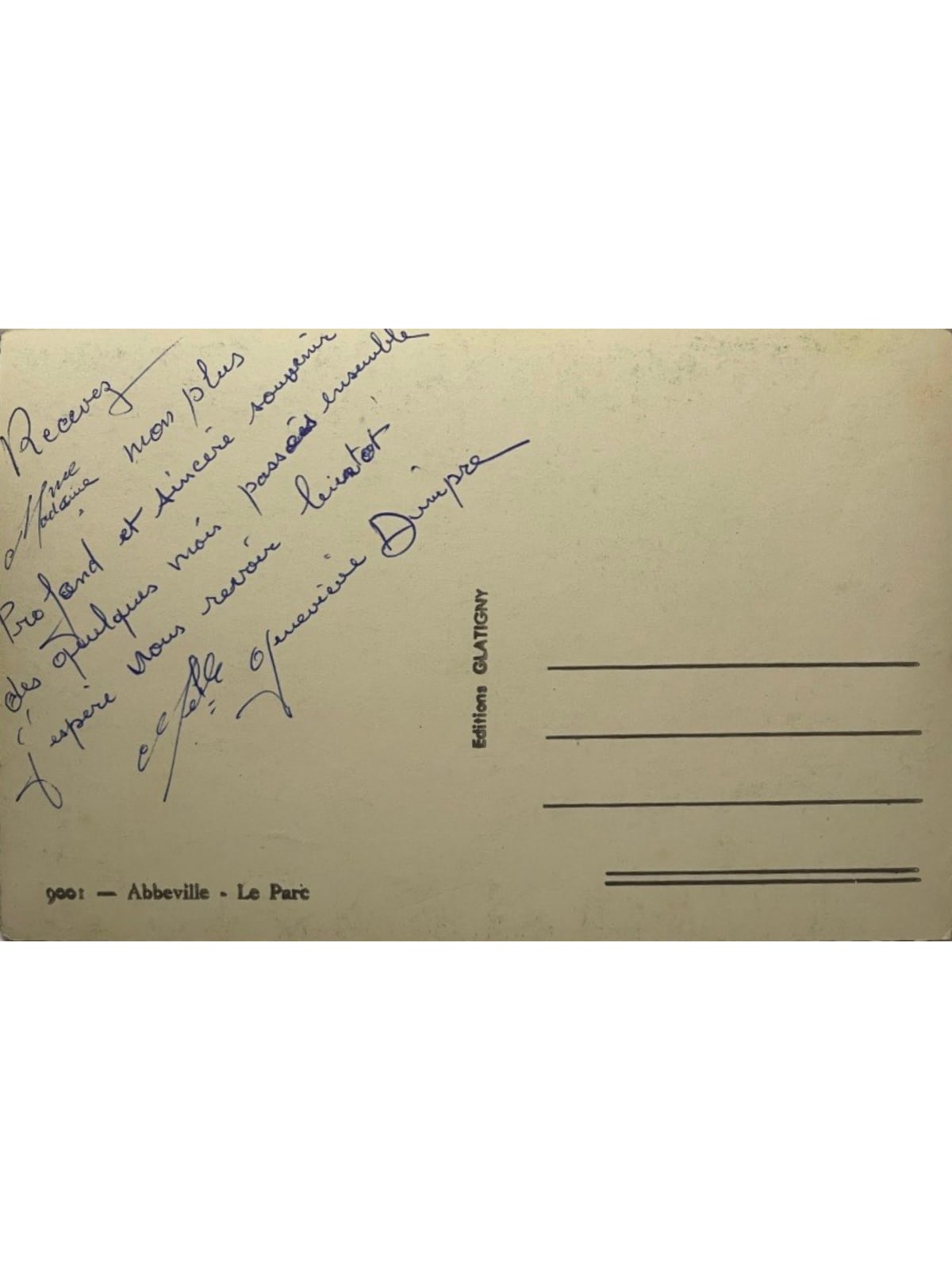 Verso de la carte postale