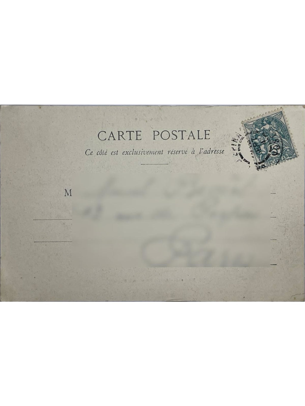 Verso de la carte postale
