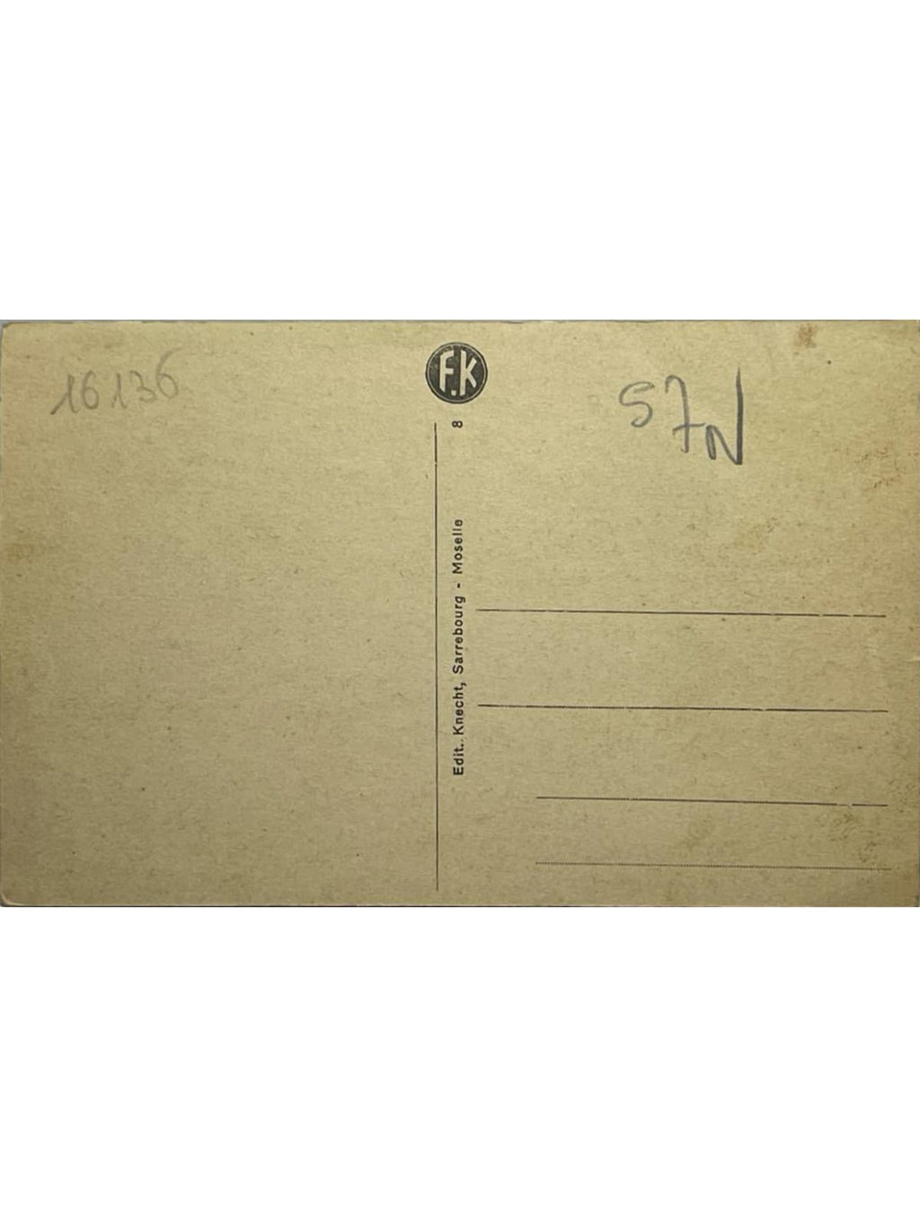 Verso de la carte postale