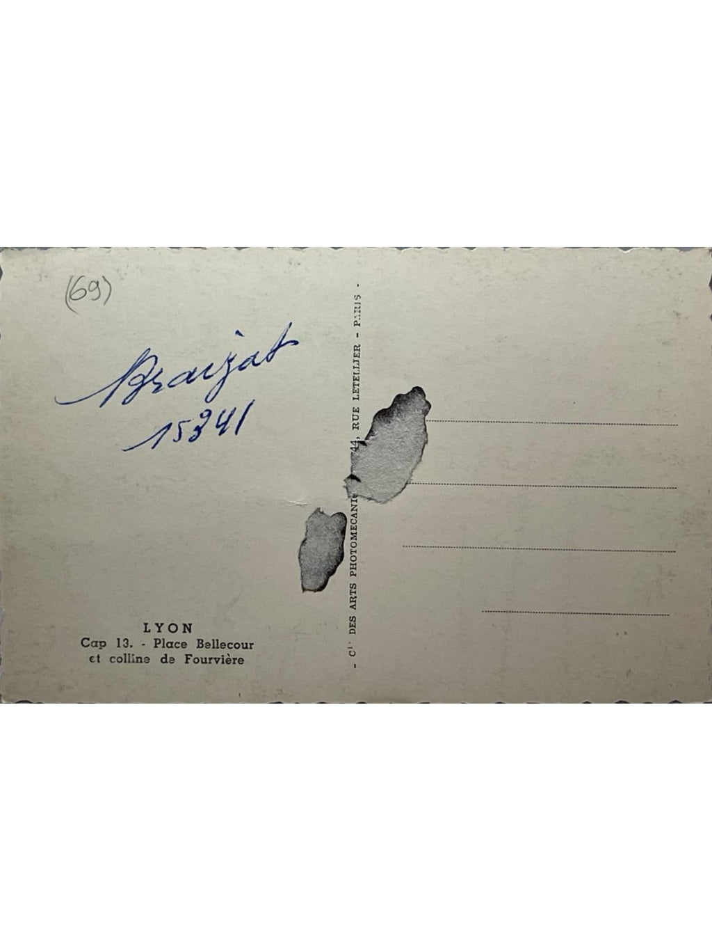 Verso de la carte postale