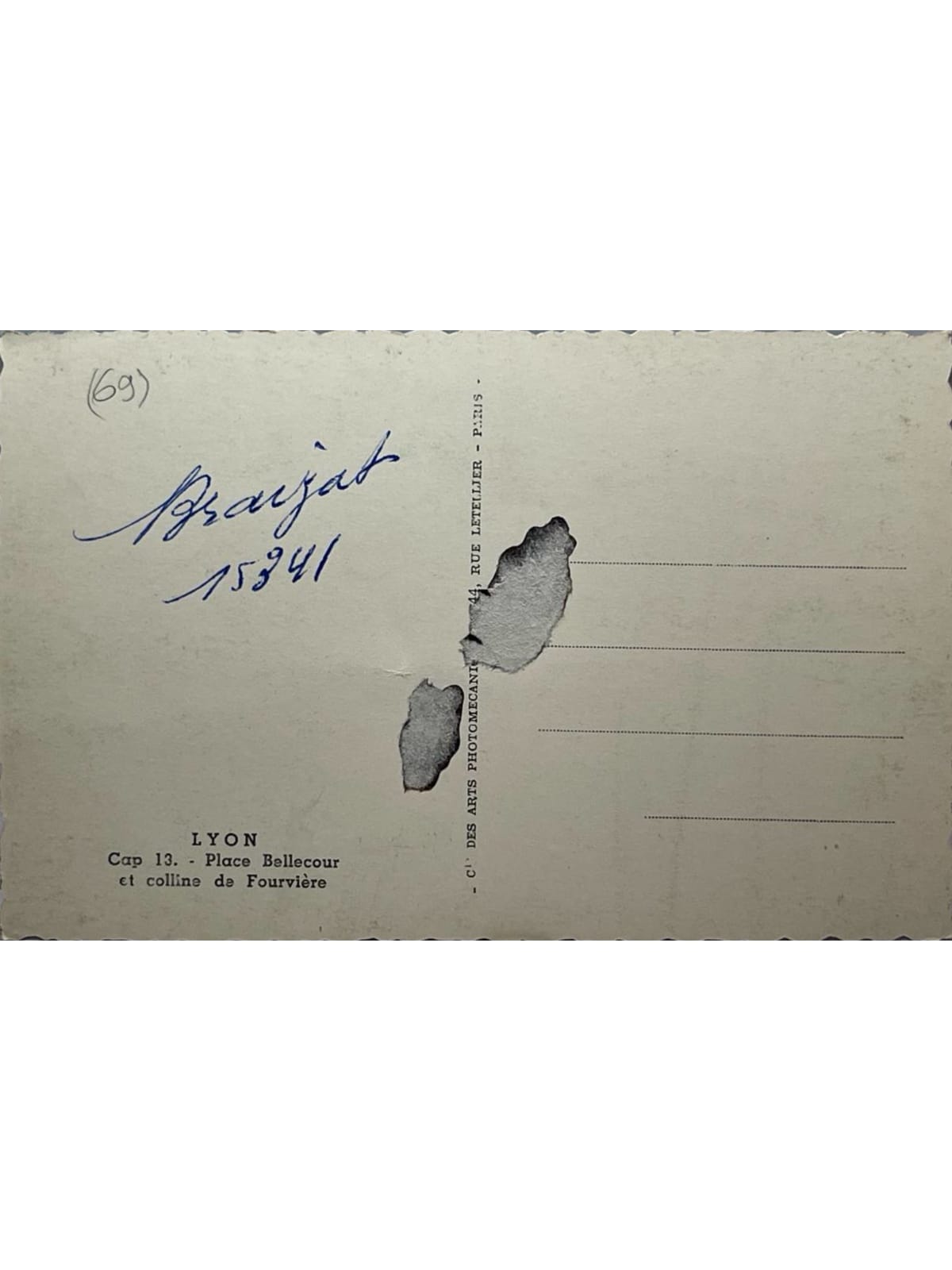 Verso de la carte postale