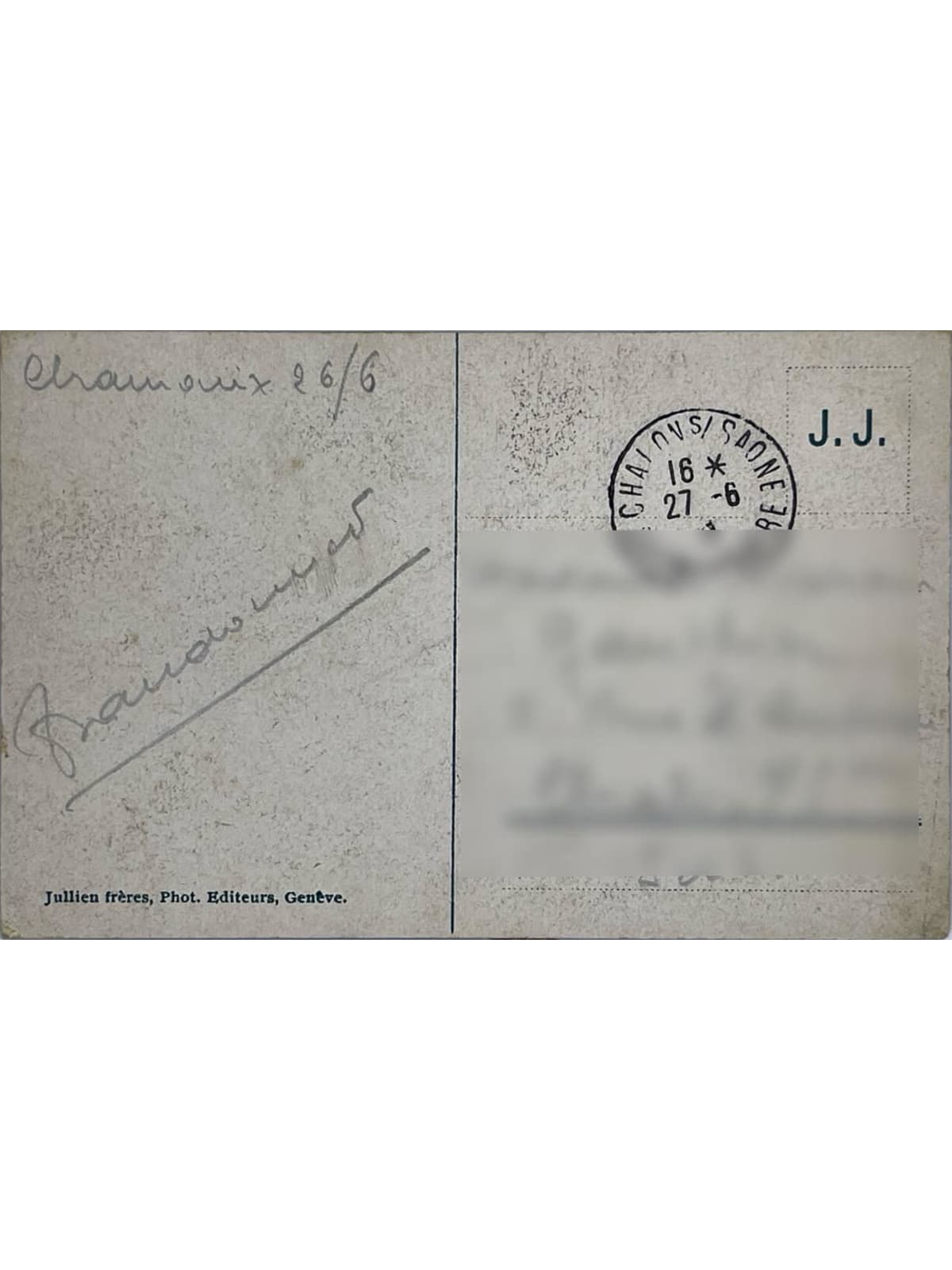 Verso de la carte postale