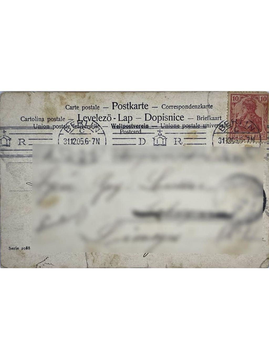 Verso de la carte postale