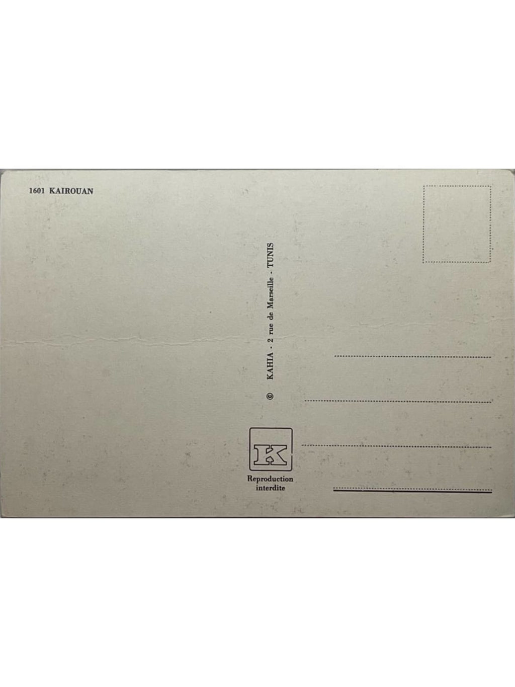 Verso de la carte postale