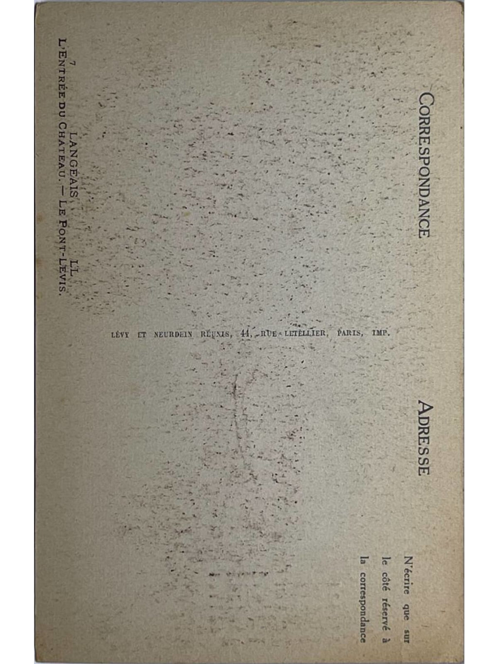 Verso de la carte postale