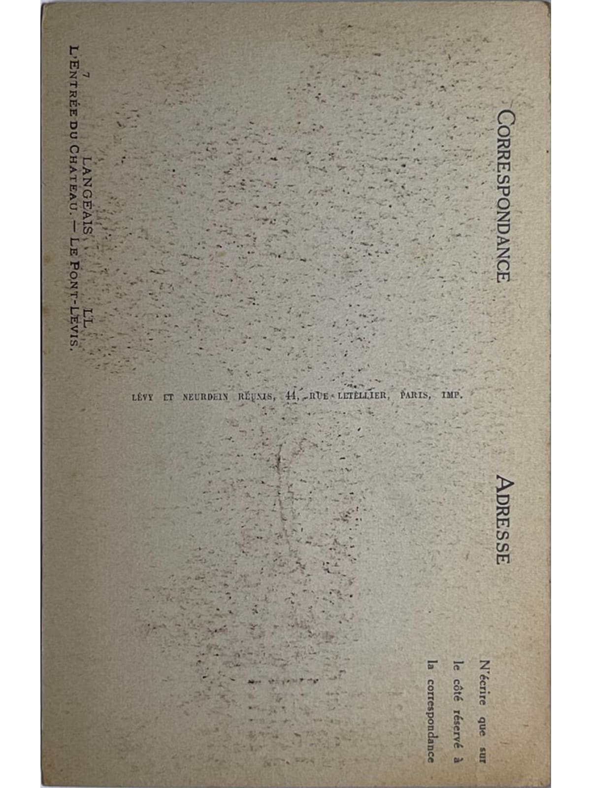 Verso de la carte postale