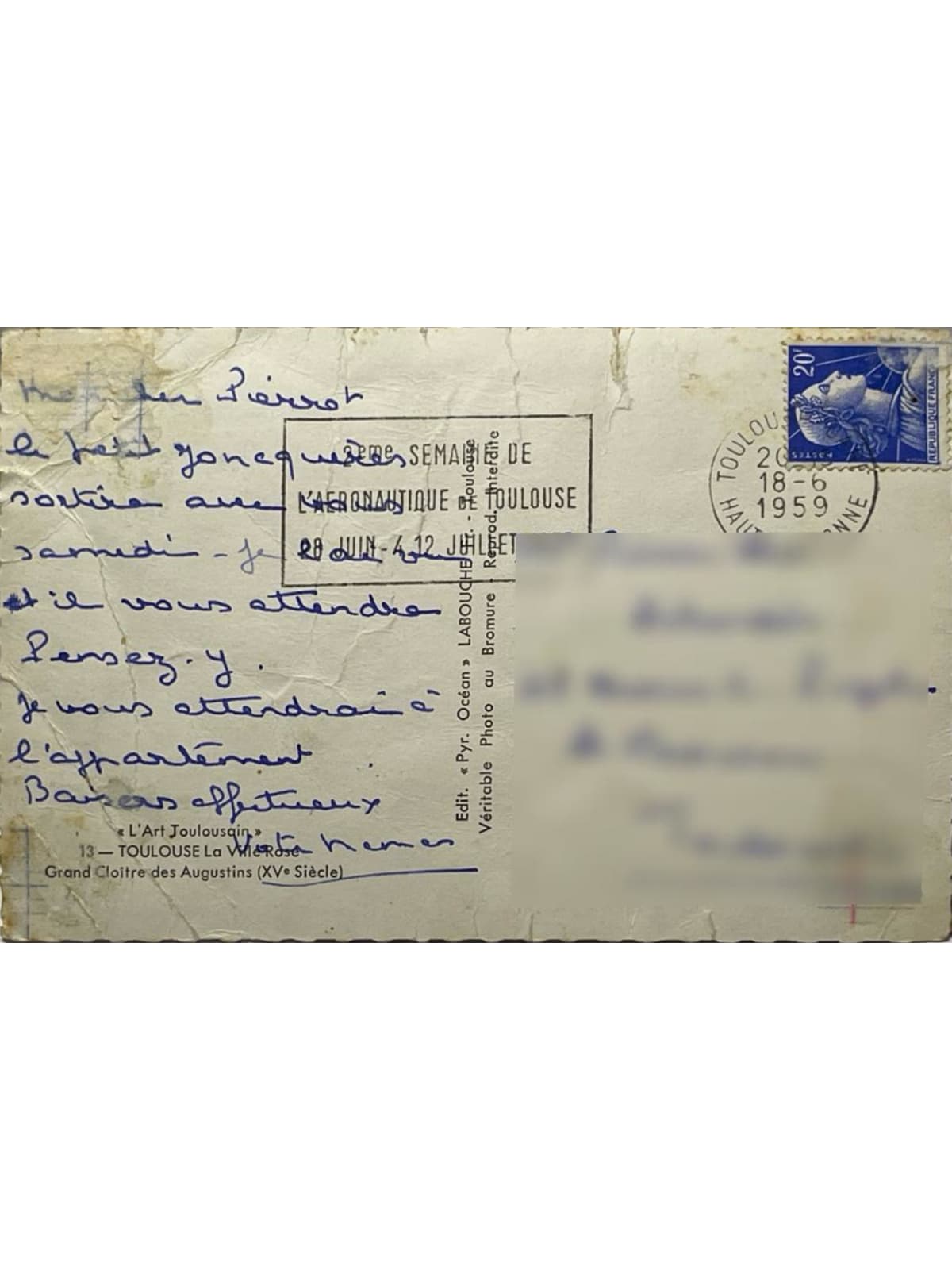 Verso de la carte postale