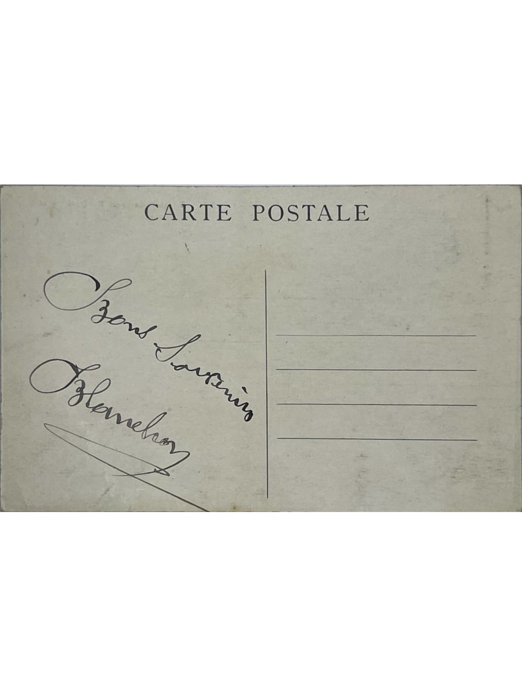 Verso de la carte postale