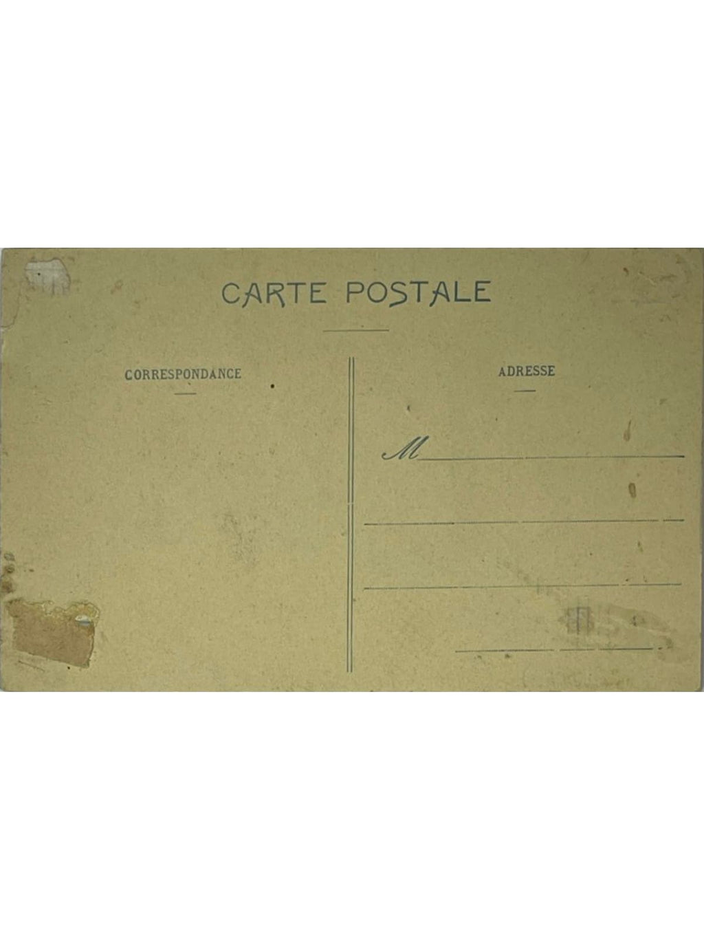 Verso de la carte postale