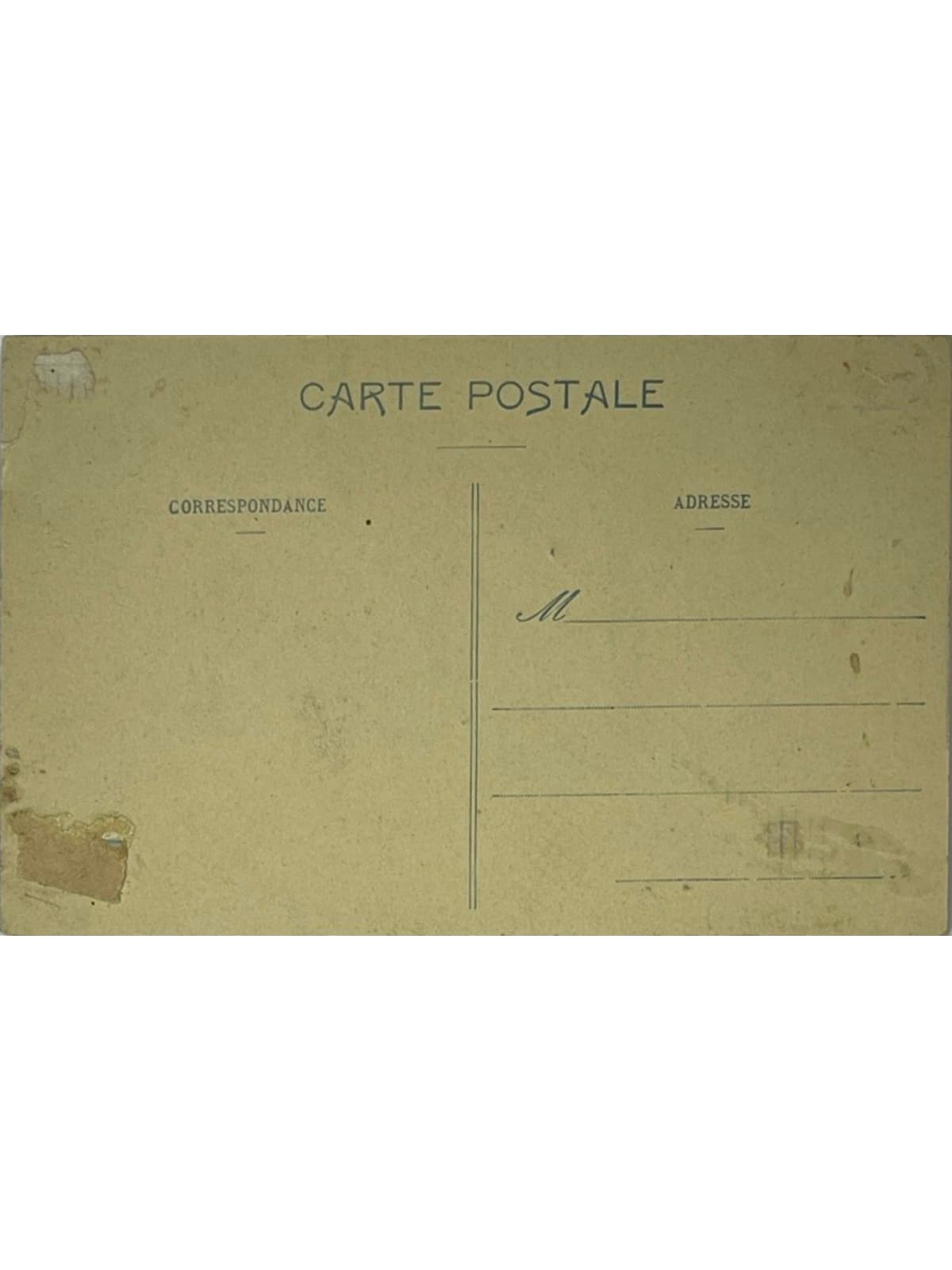 Verso de la carte postale