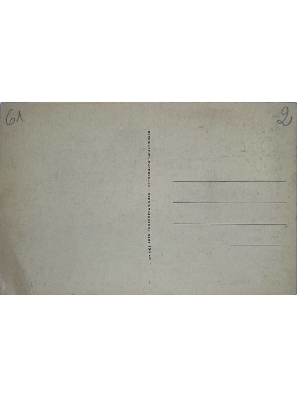 Verso de la carte postale