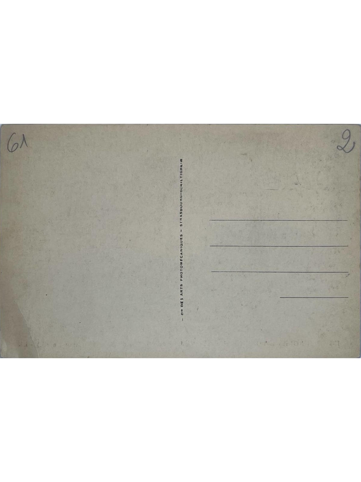 Verso de la carte postale