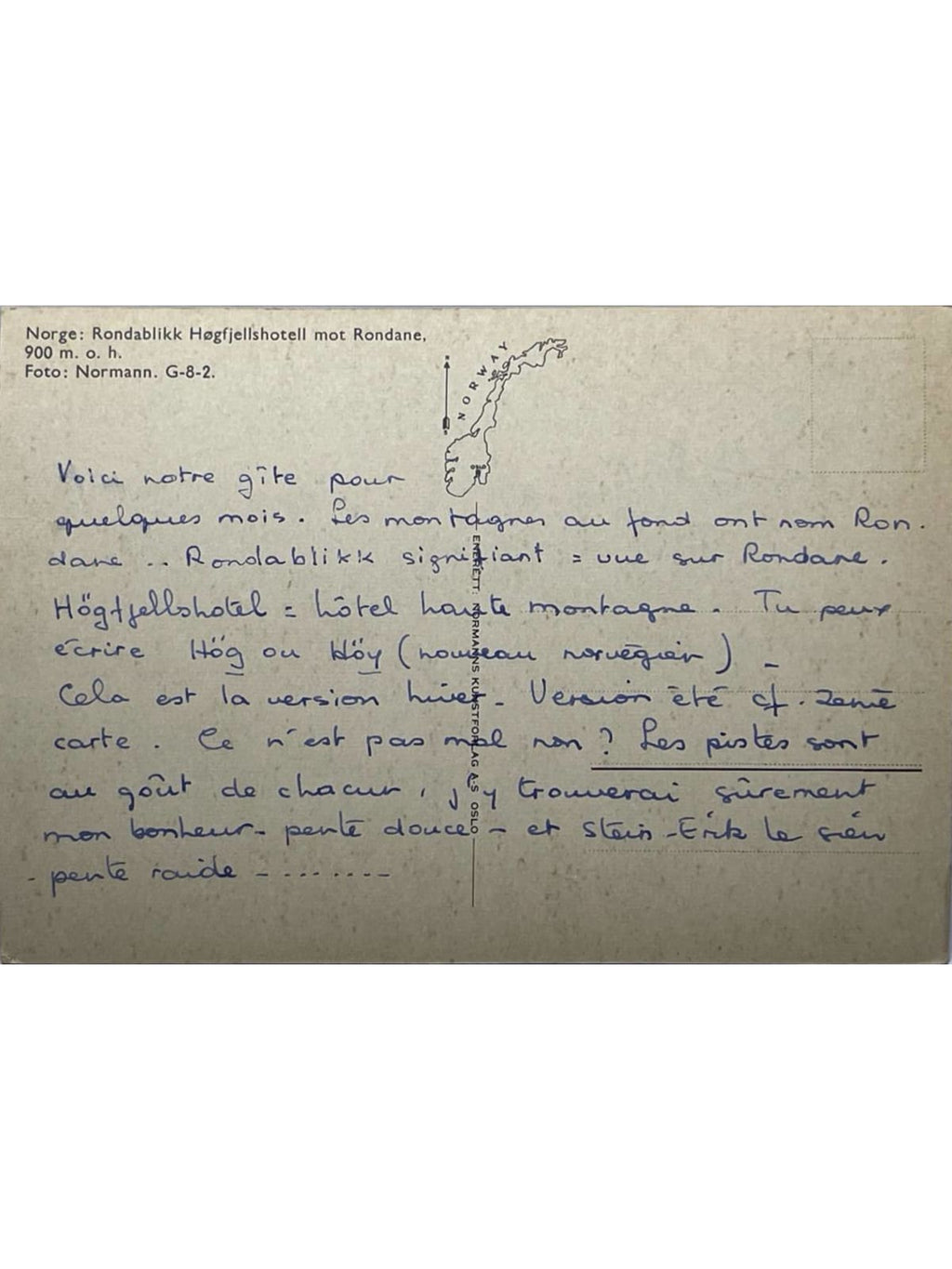 Verso de la carte postale