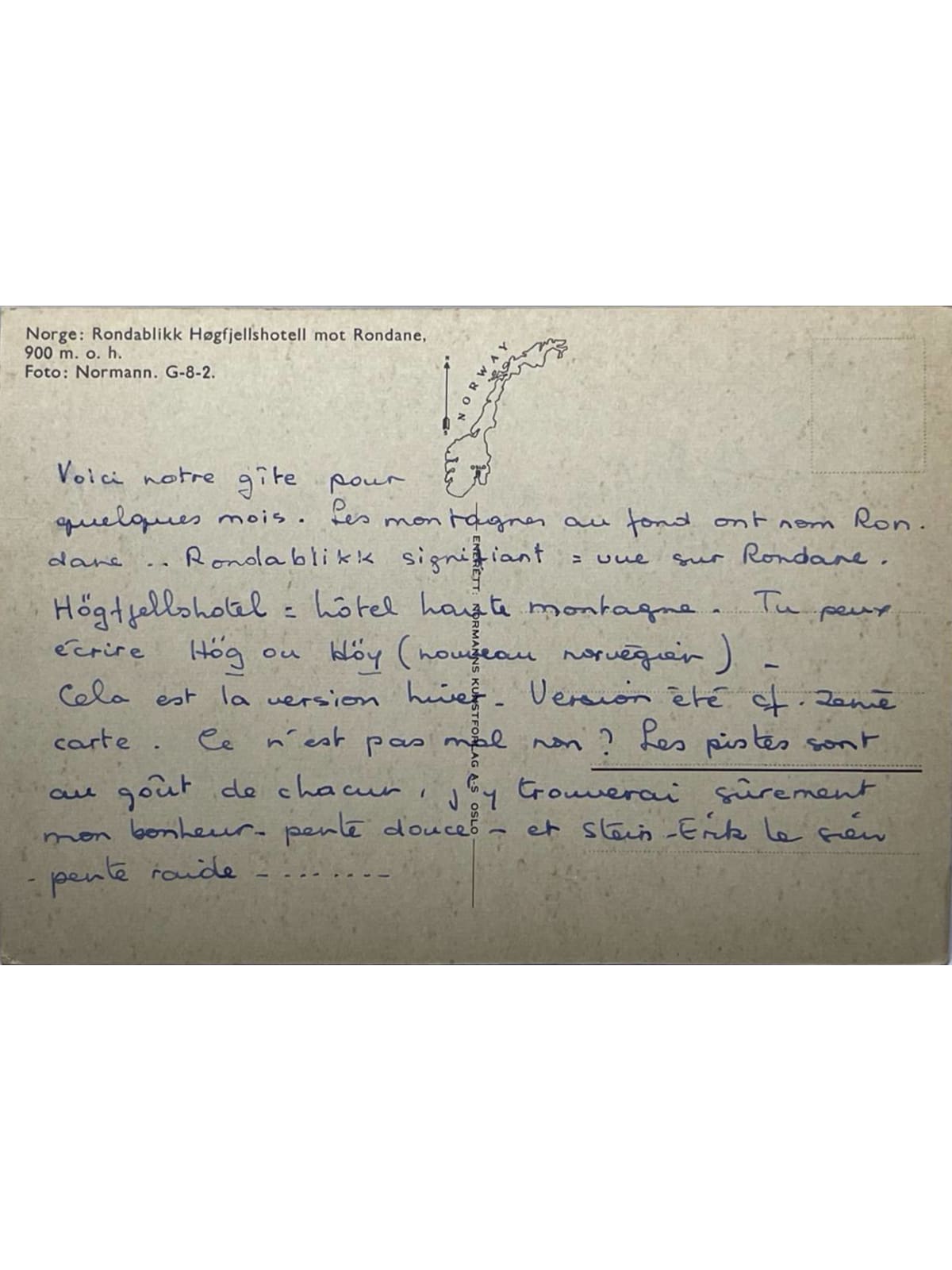 Verso de la carte postale