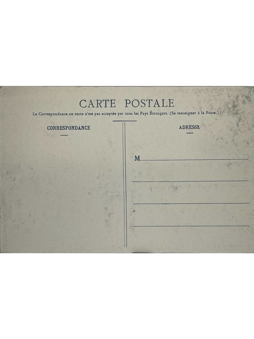 Verso de la carte postale