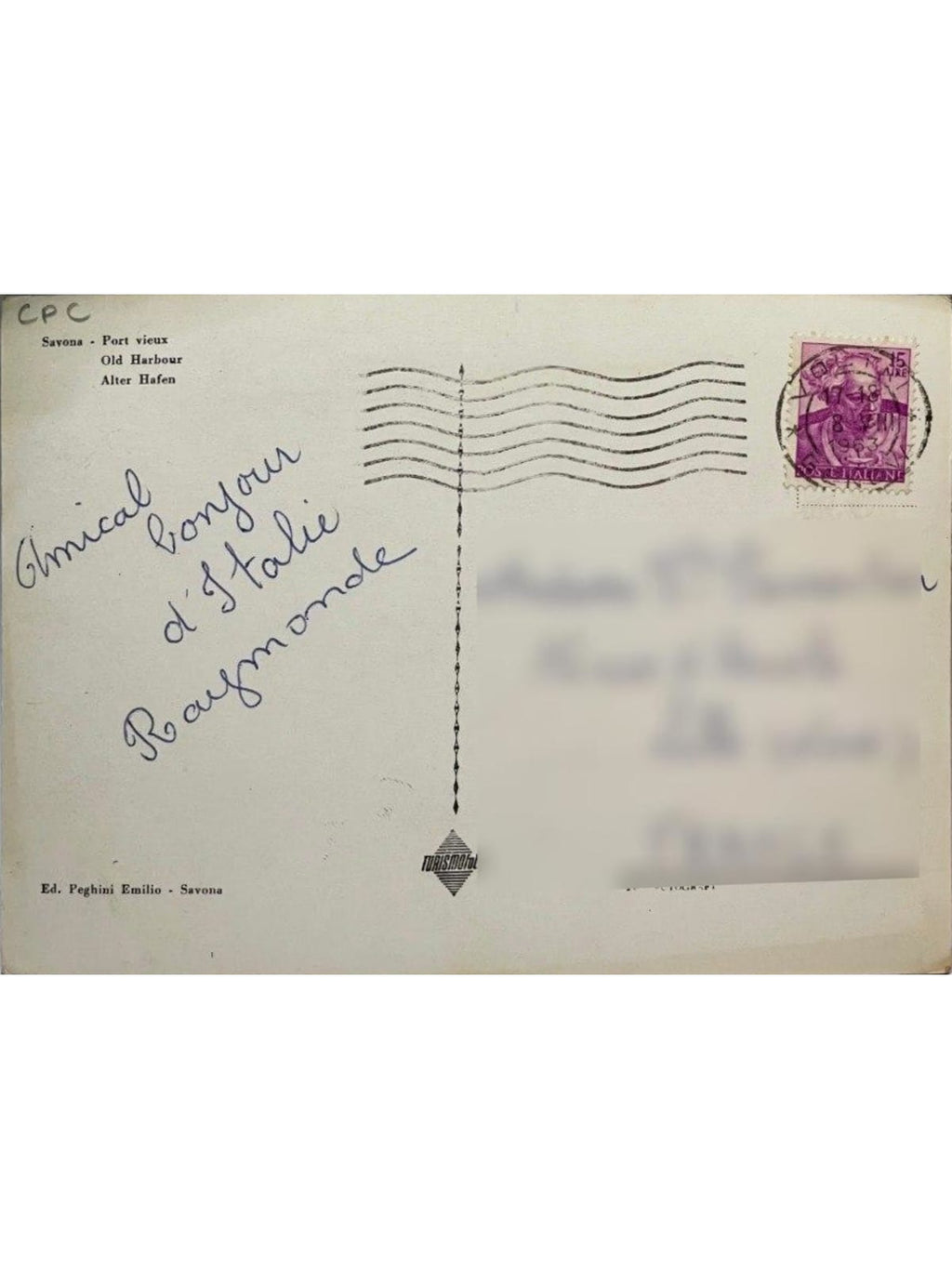Verso de la carte postale