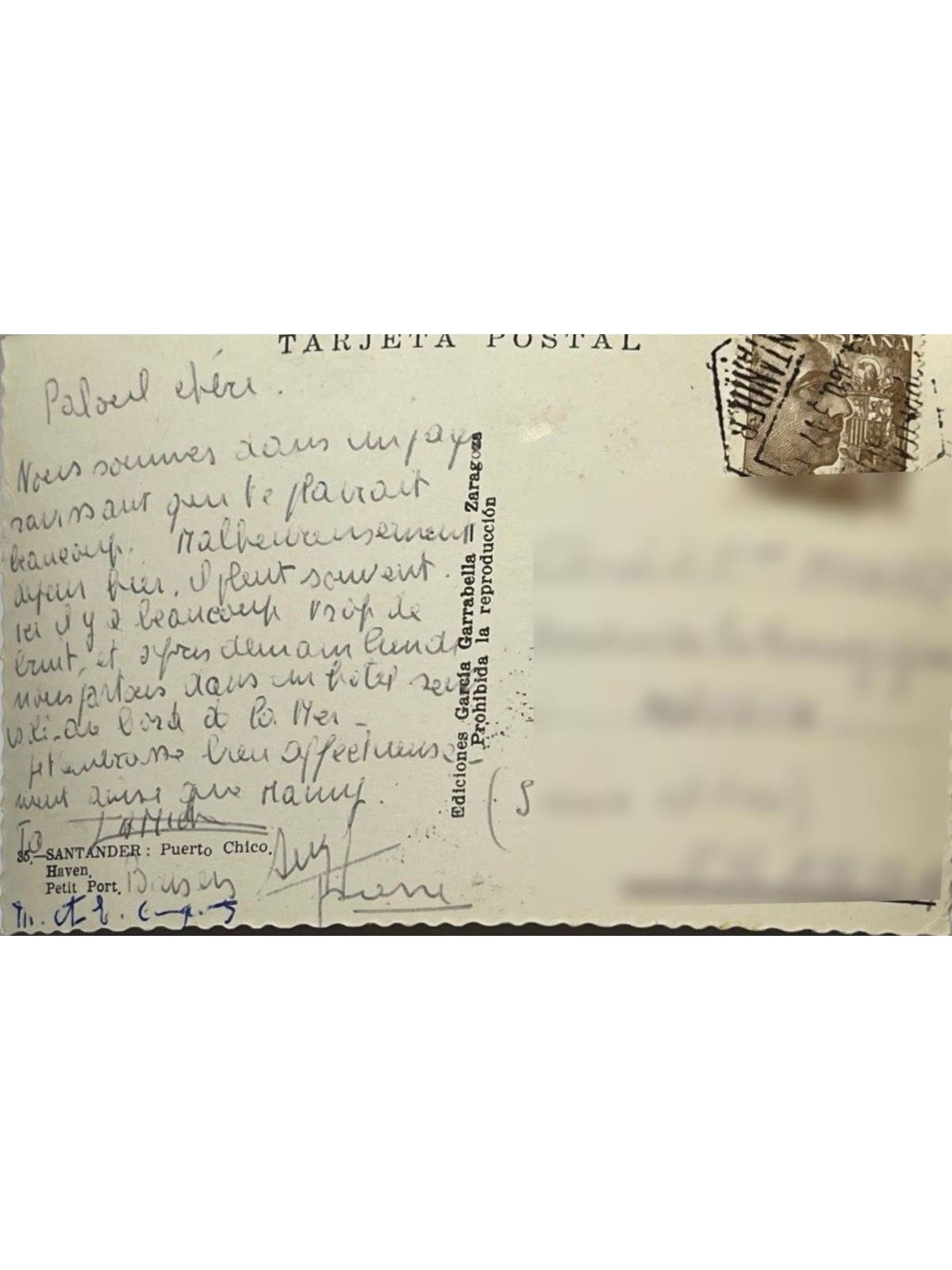 Verso de la carte postale