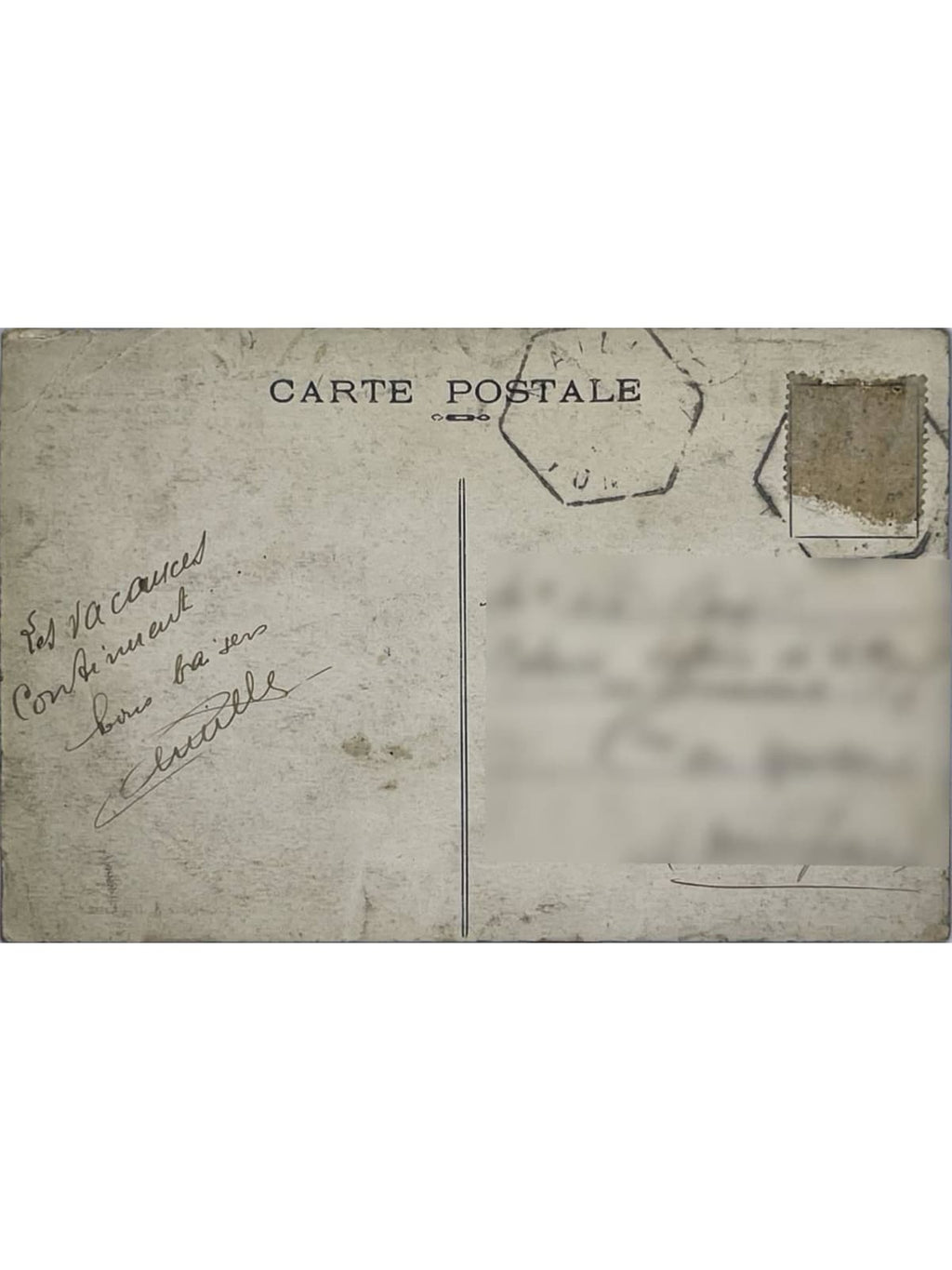 Verso de la carte postale
