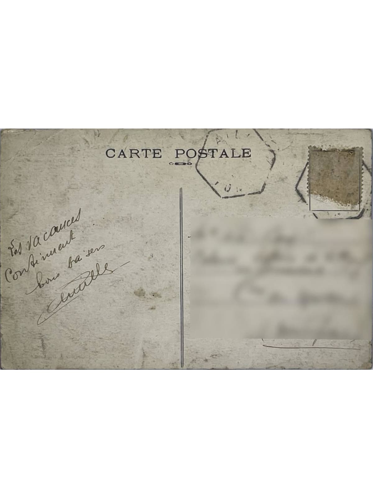 Verso de la carte postale