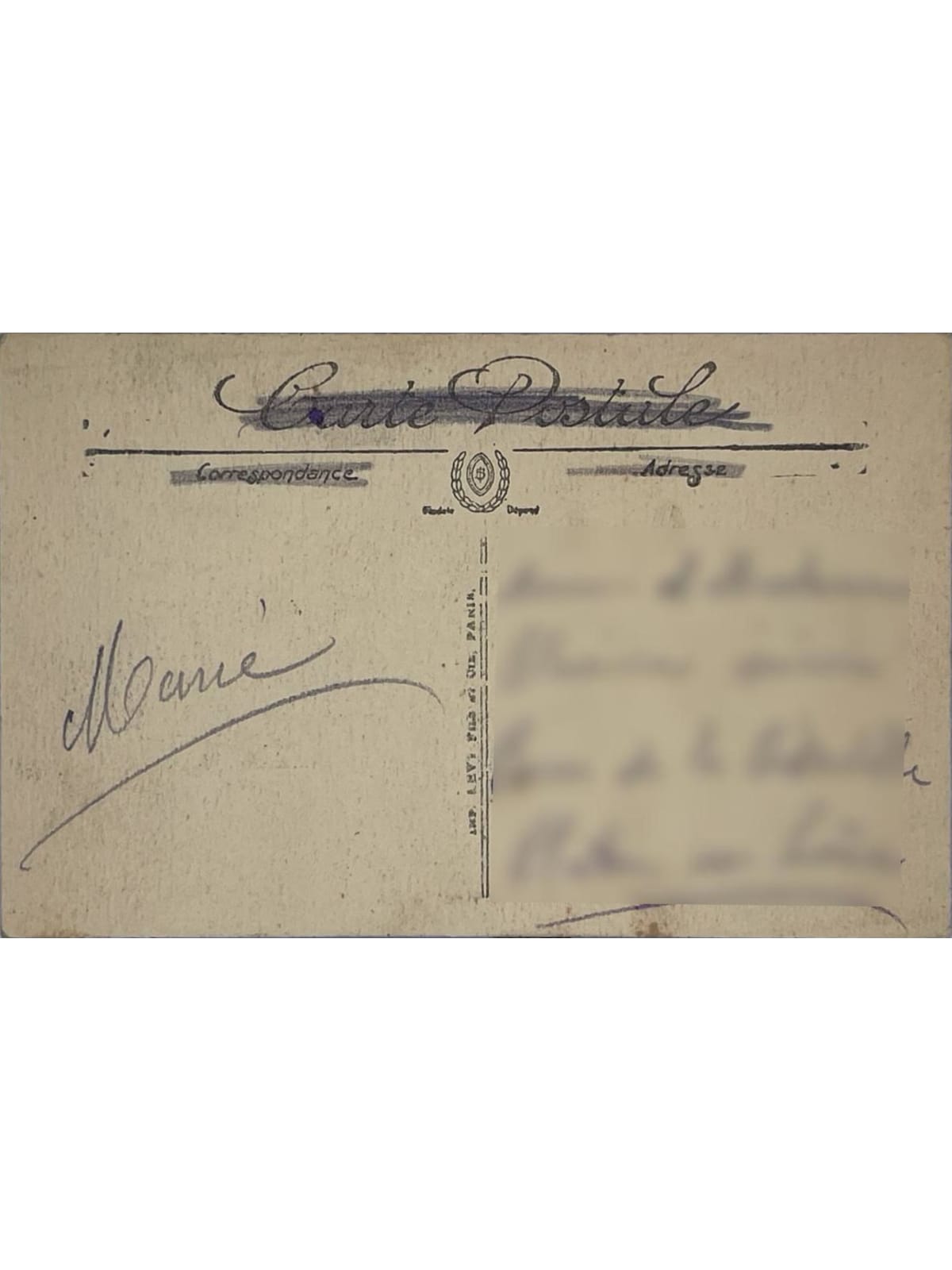 Verso de la carte postale