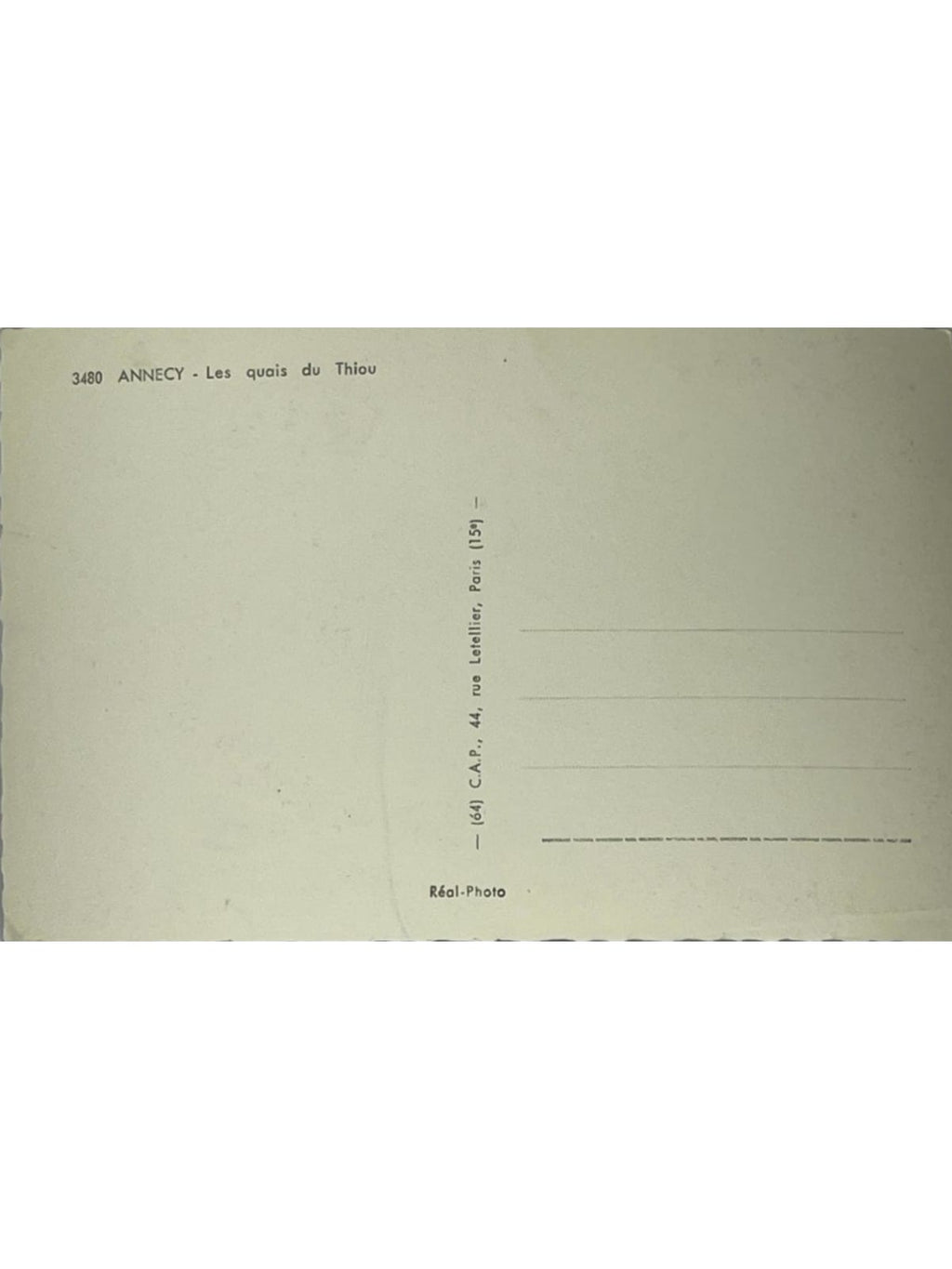 Verso de la carte postale