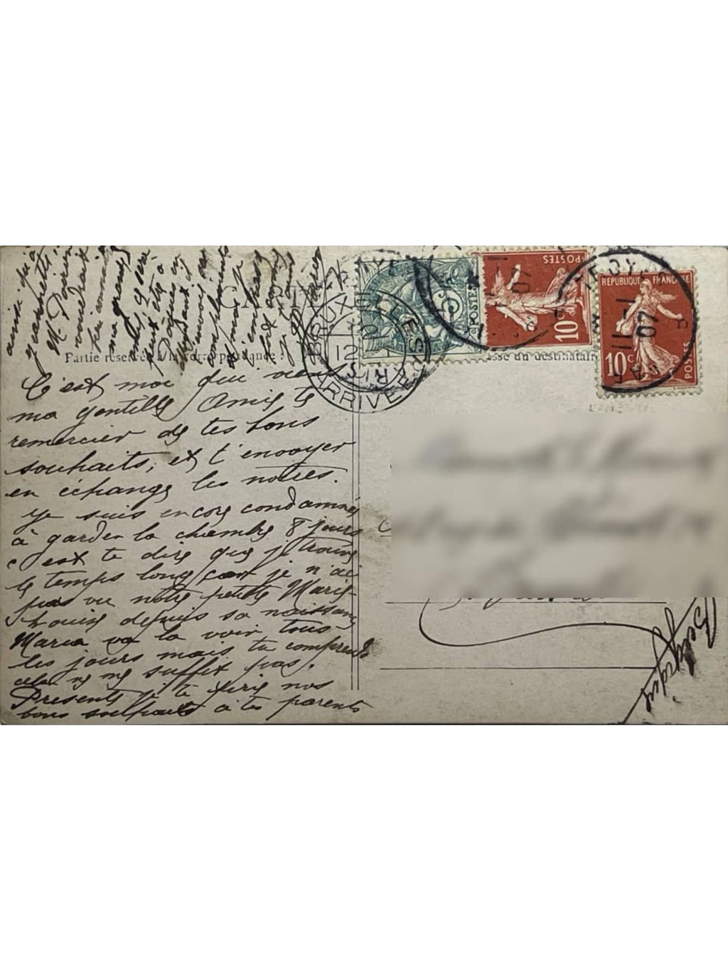 Verso de la carte postale