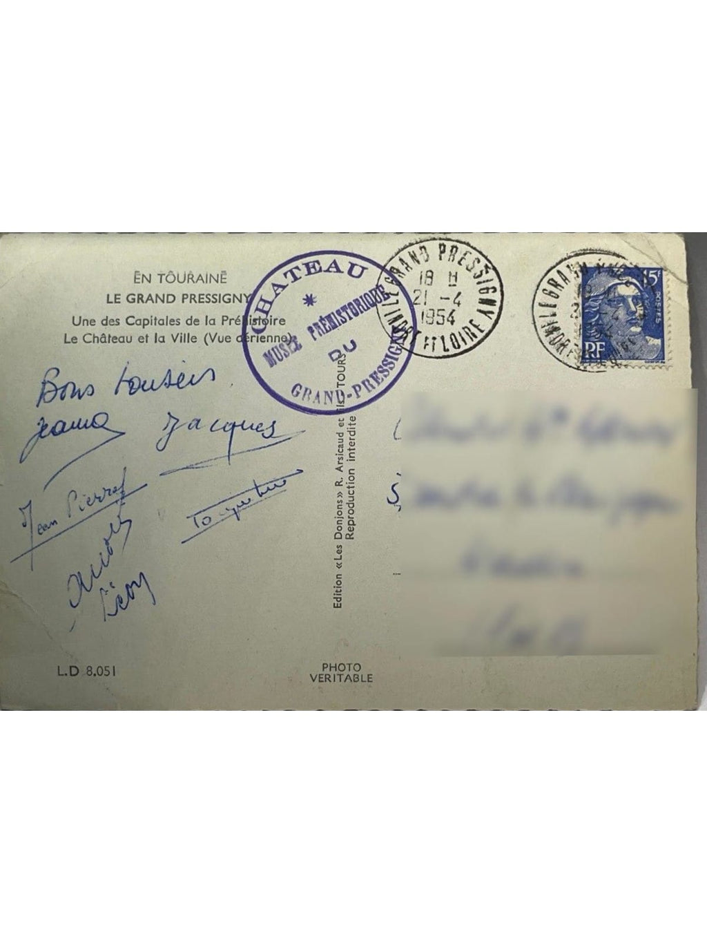 Verso de la carte postale