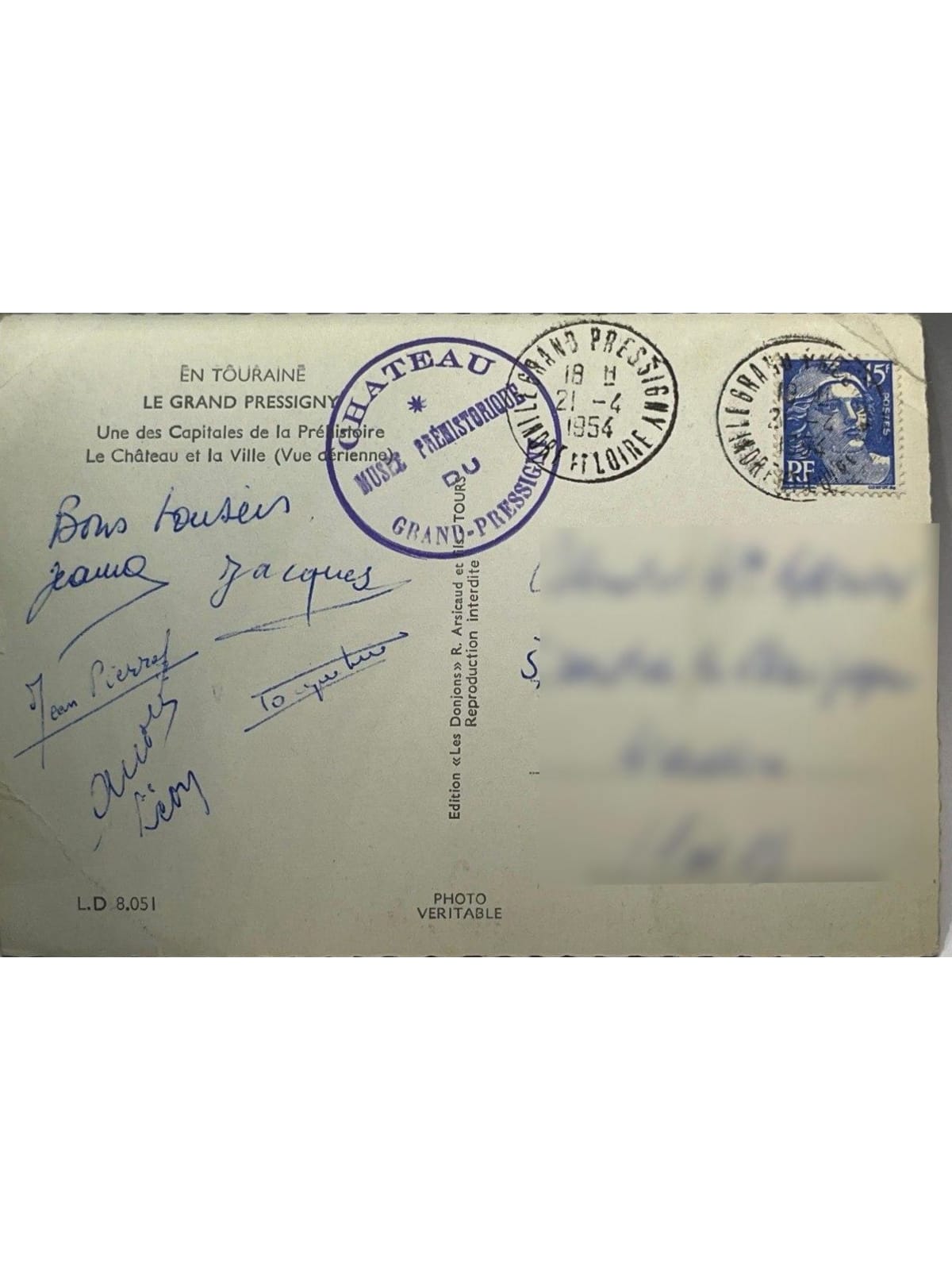Verso de la carte postale