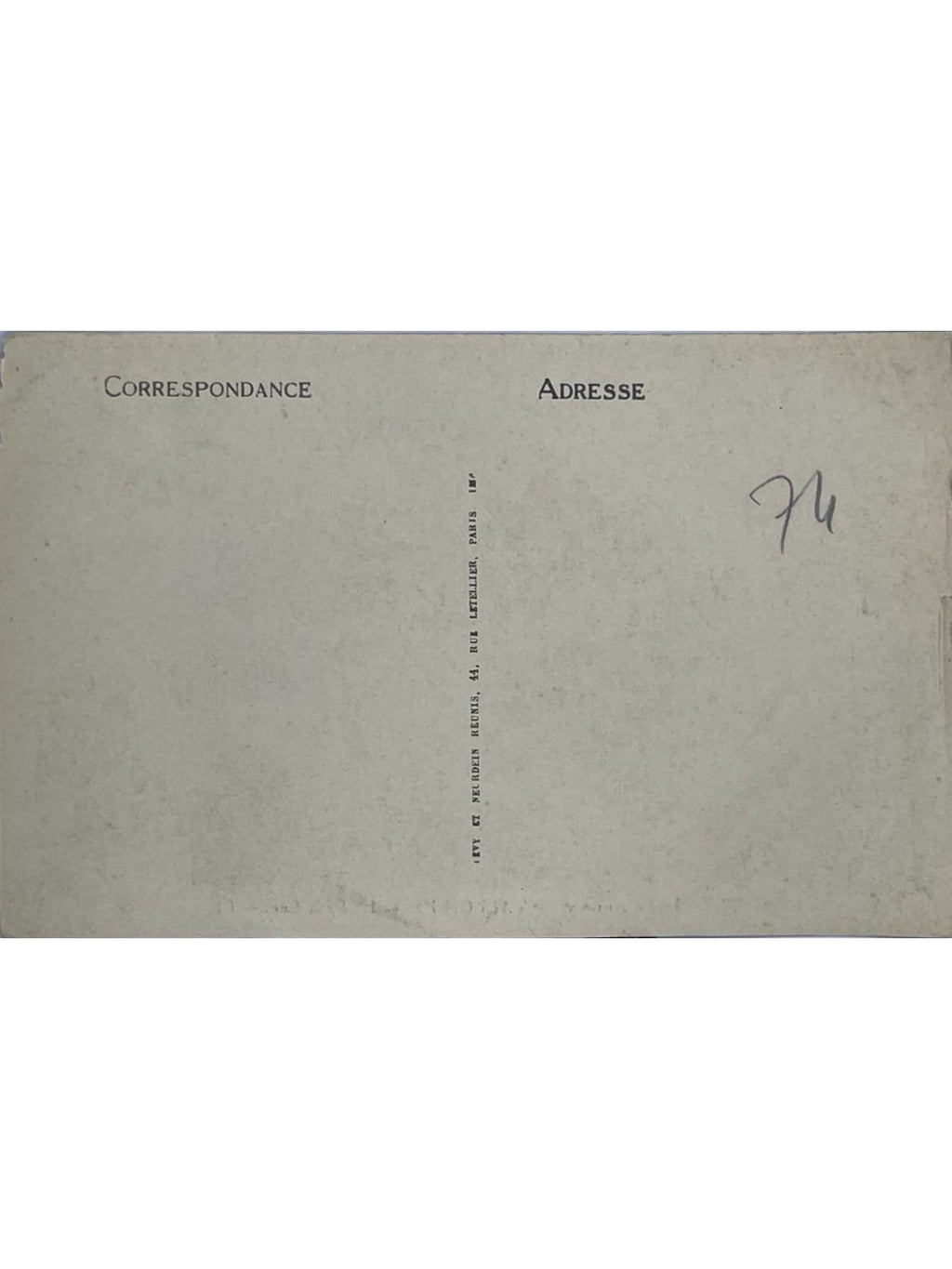 Verso de la carte postale