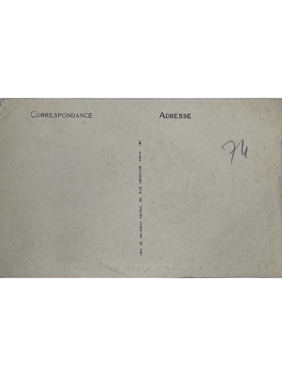 Verso de la carte postale