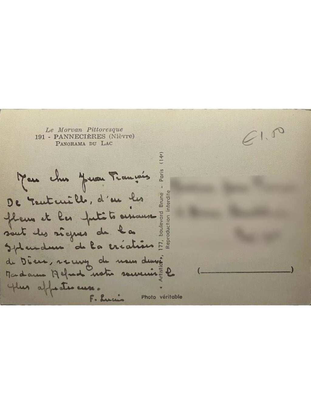Verso de la carte postale