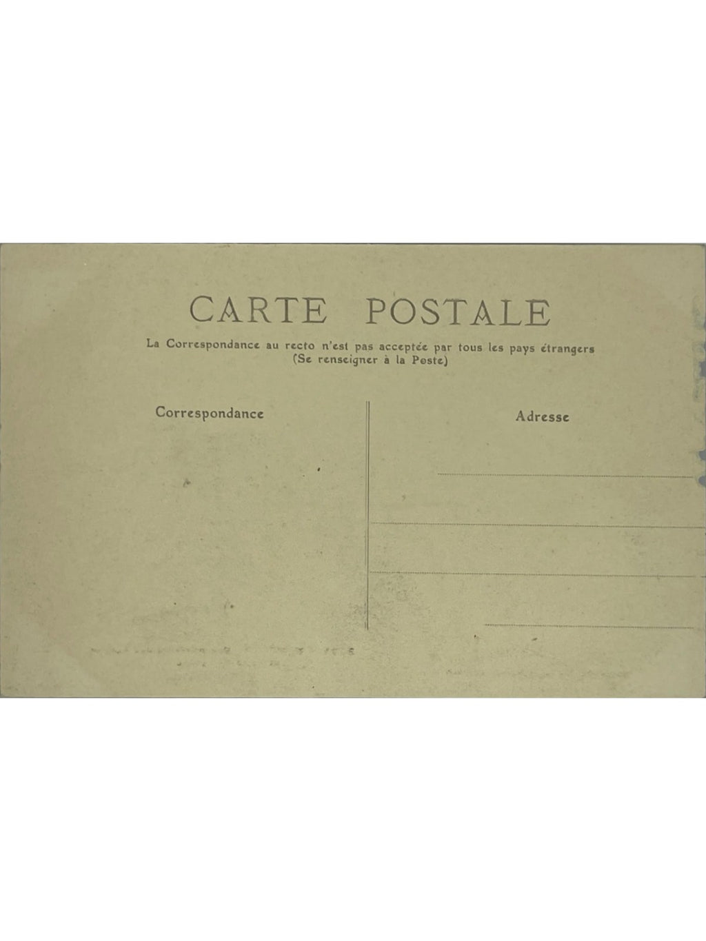 Verso de la carte postale