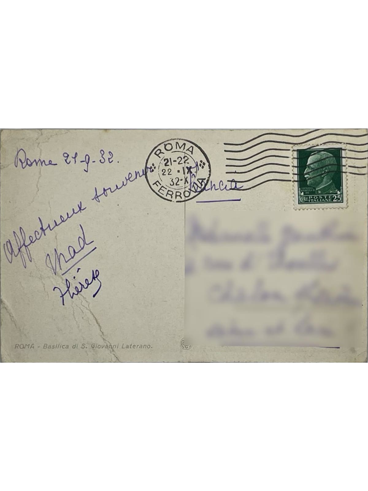 Verso de la carte postale