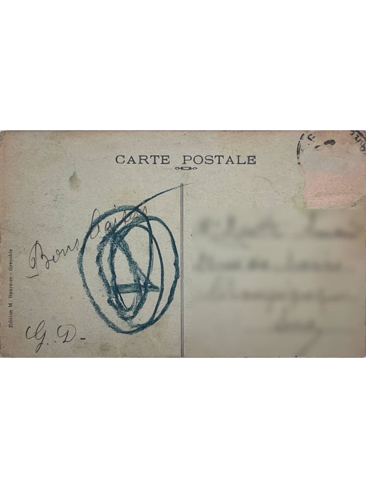 Verso de la carte postale