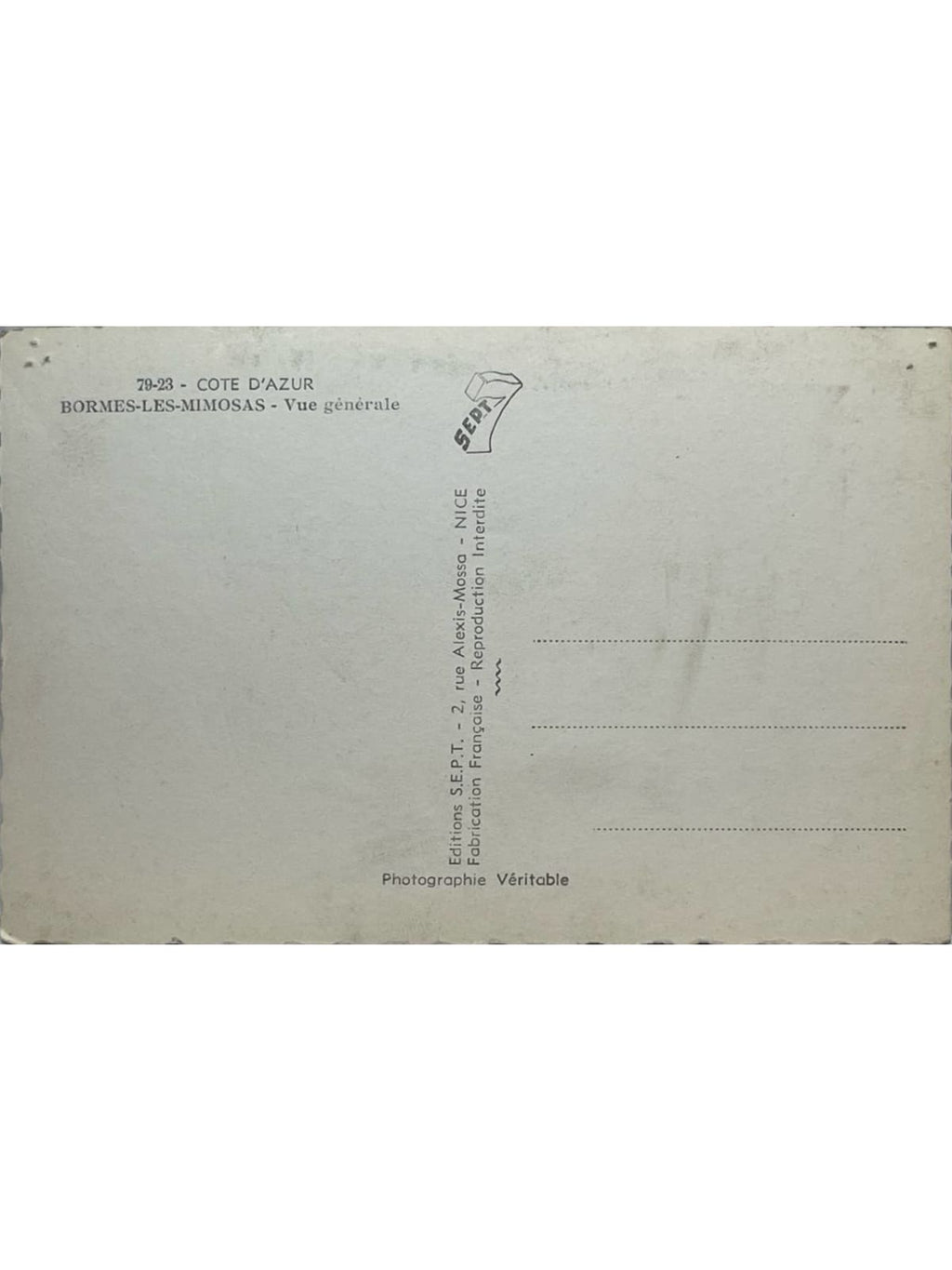 Verso de la carte postale