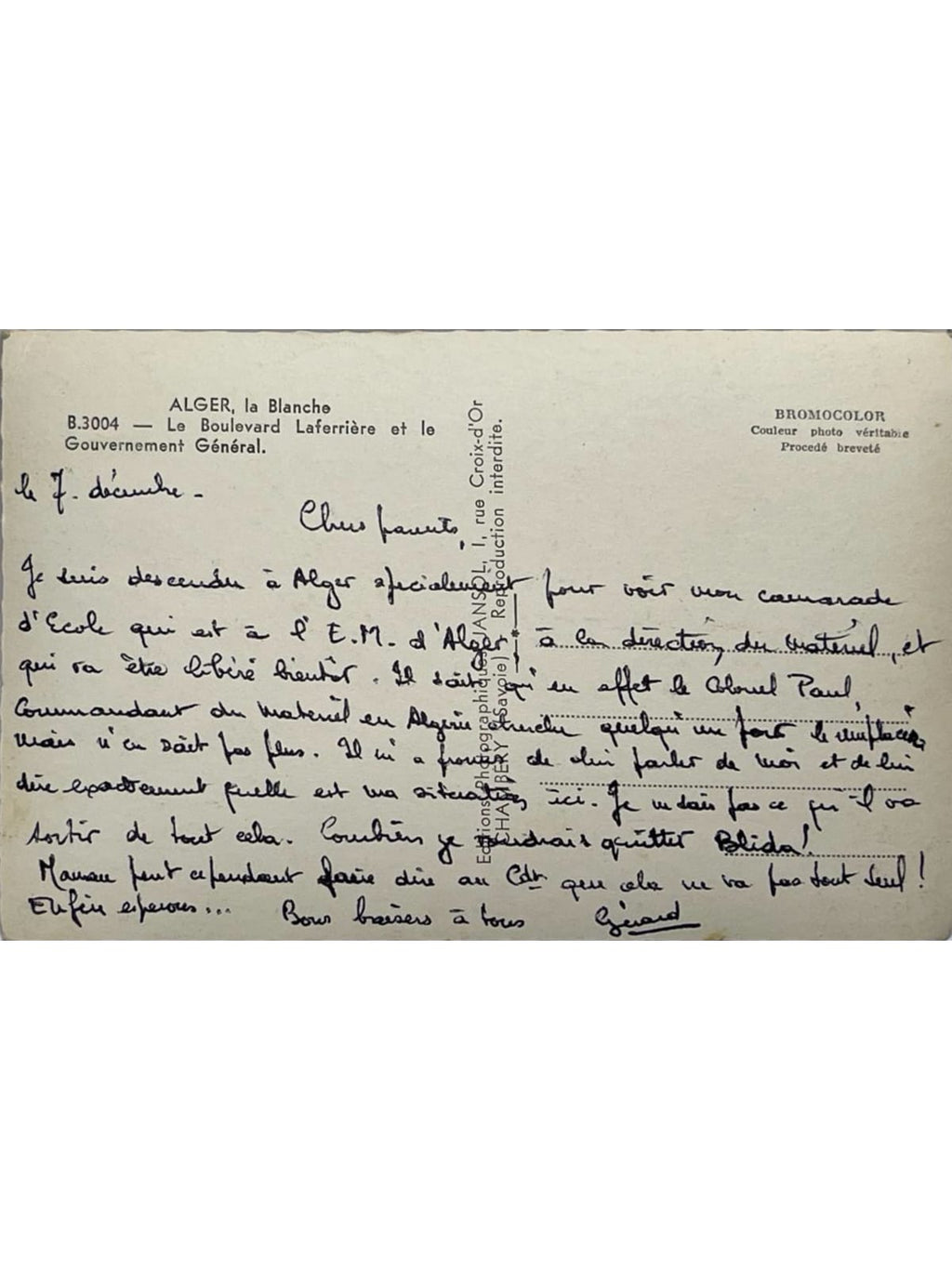Verso de la carte postale