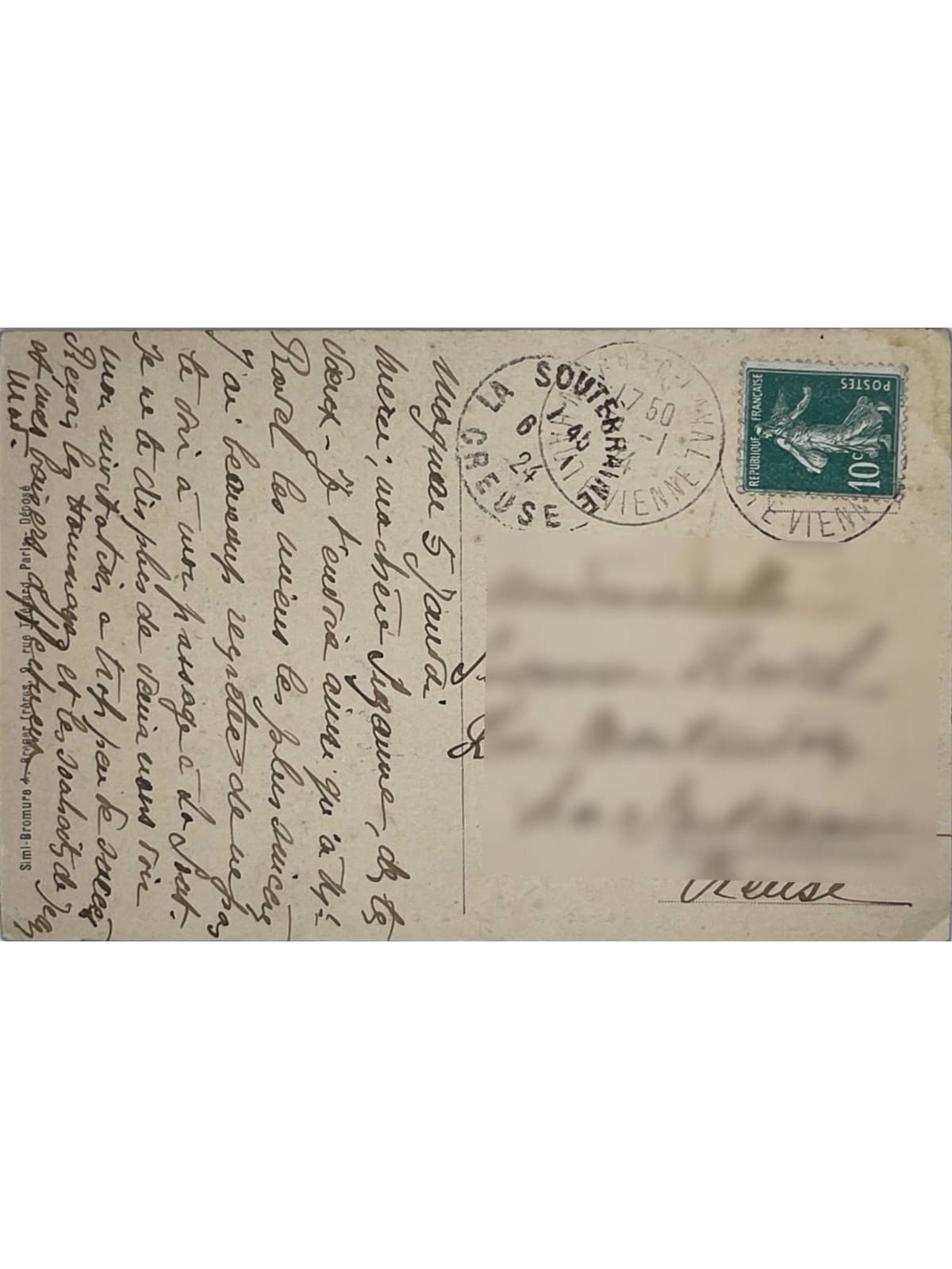 Verso de la carte postale