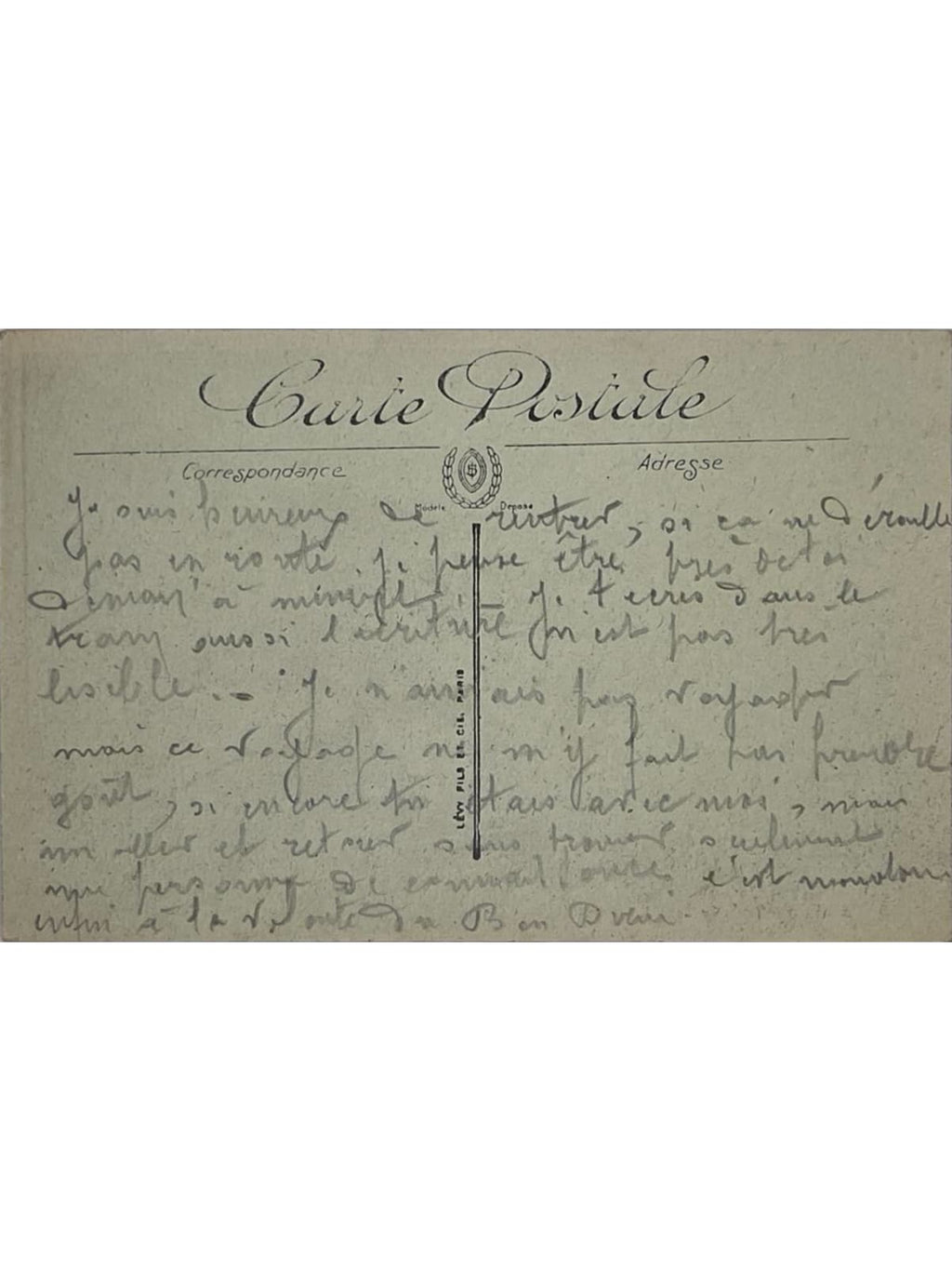 Verso de la carte postale