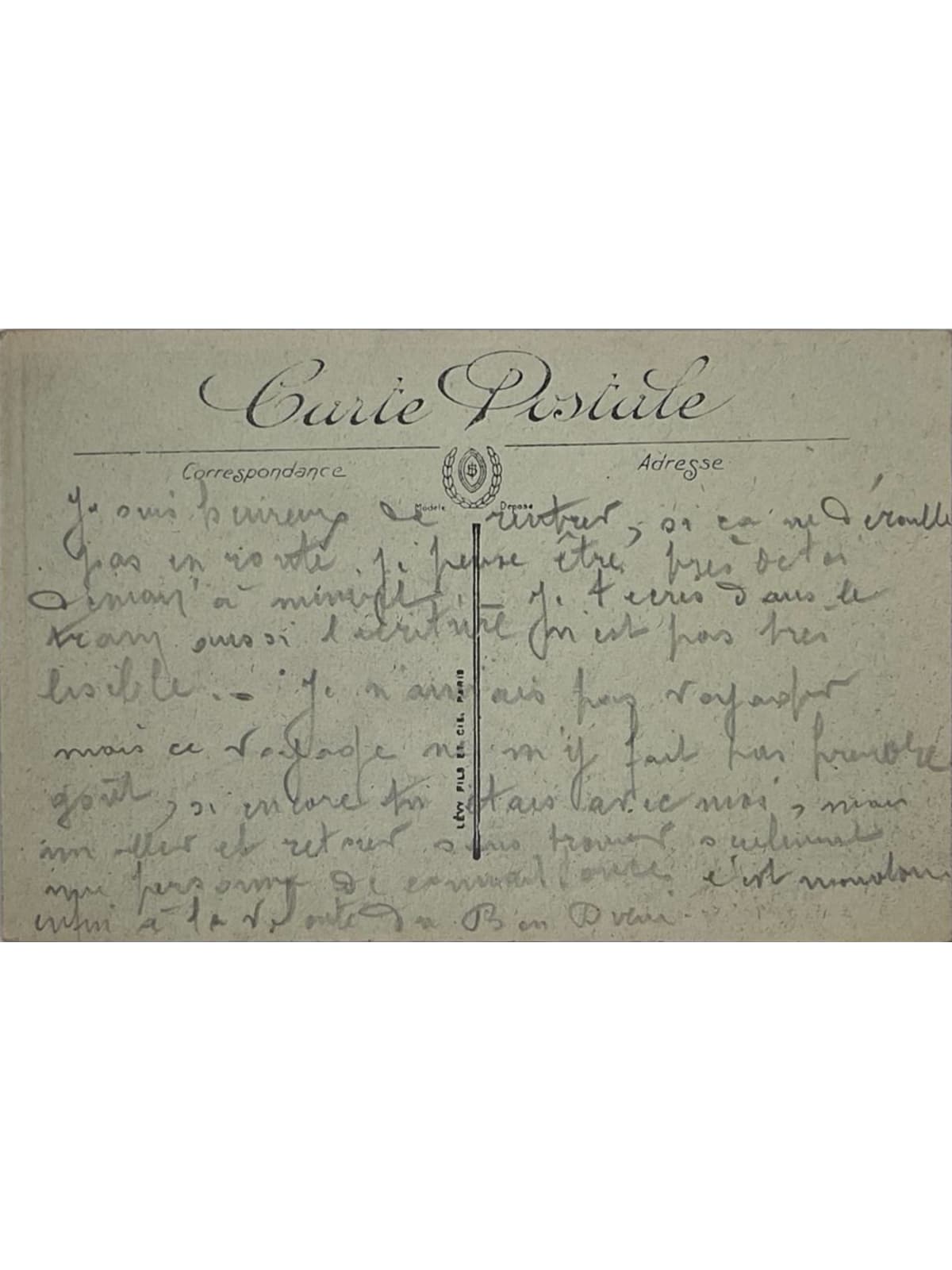 Verso de la carte postale
