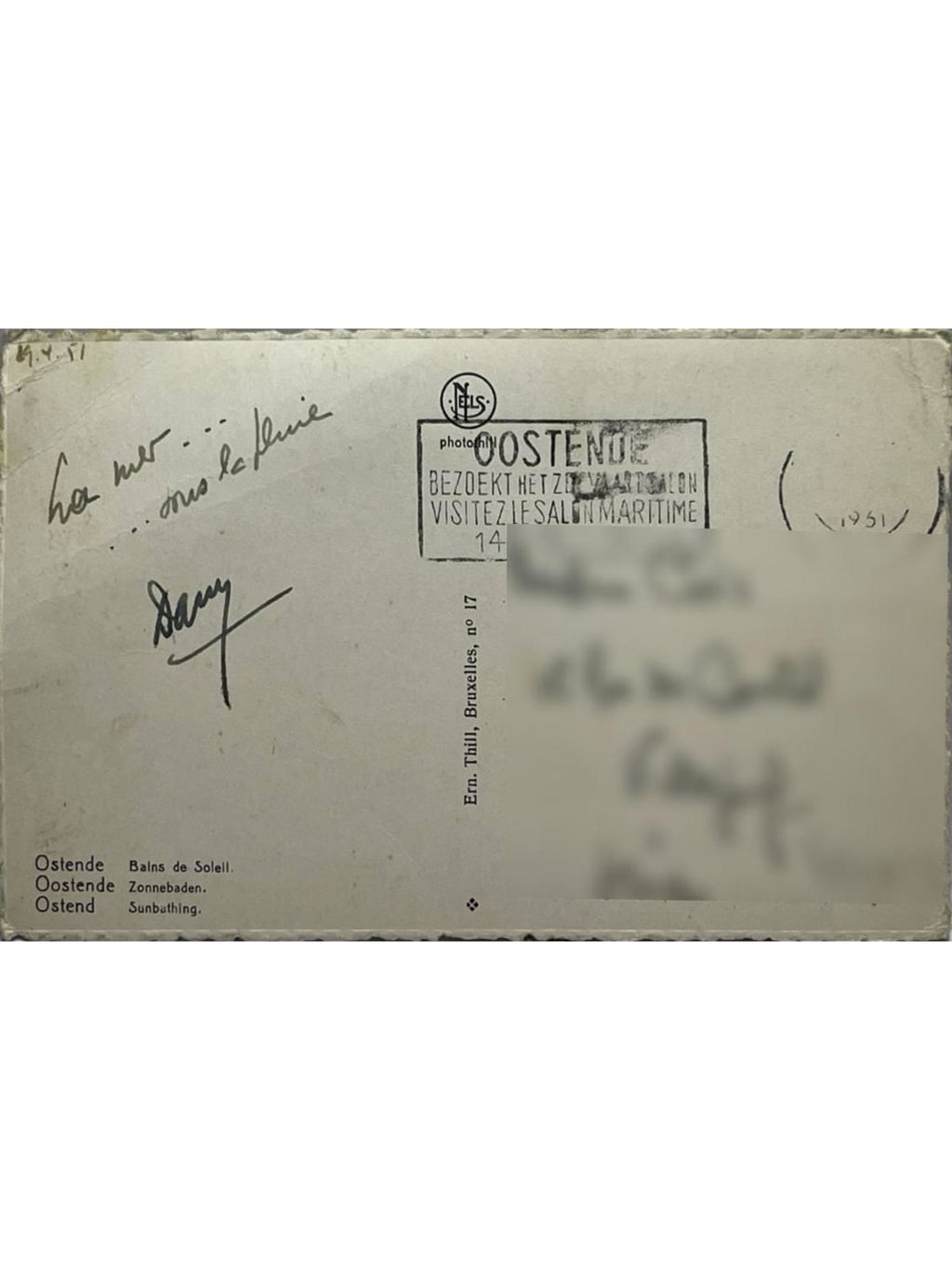 Verso de la carte postale