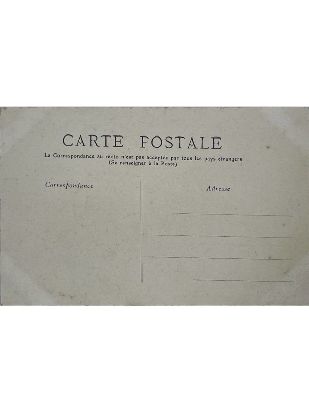 Verso de la carte postale