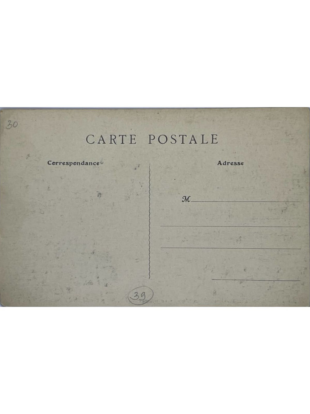 Verso de la carte postale