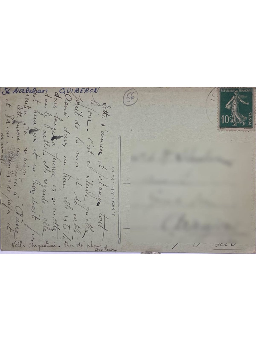 Verso de la carte postale