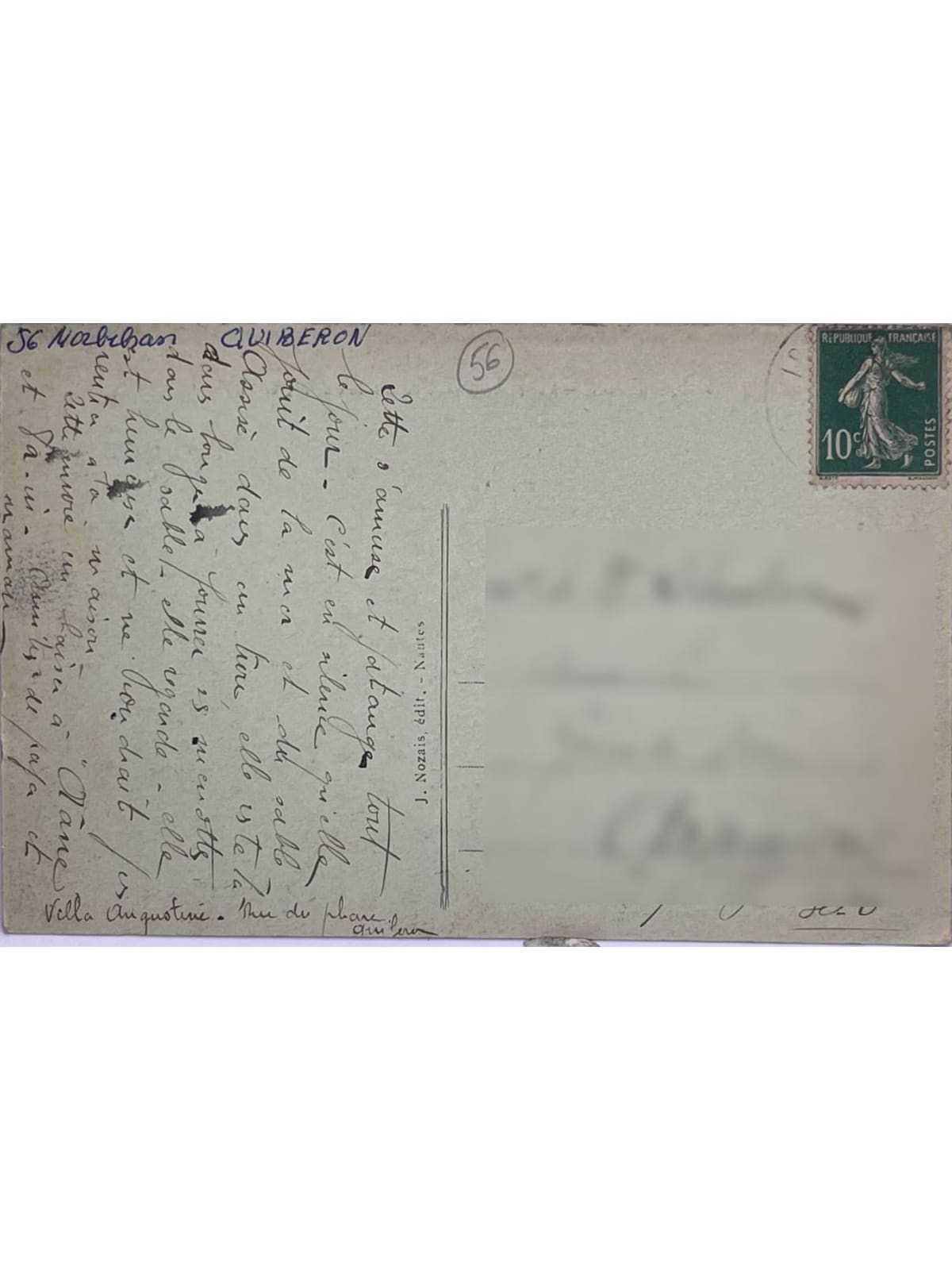 Verso de la carte postale