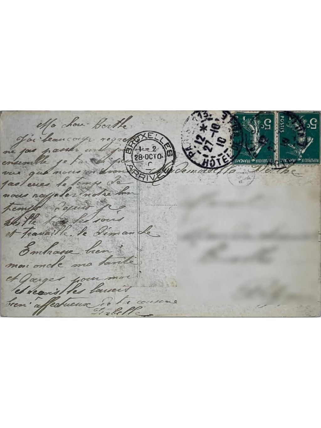 Verso de la carte postale