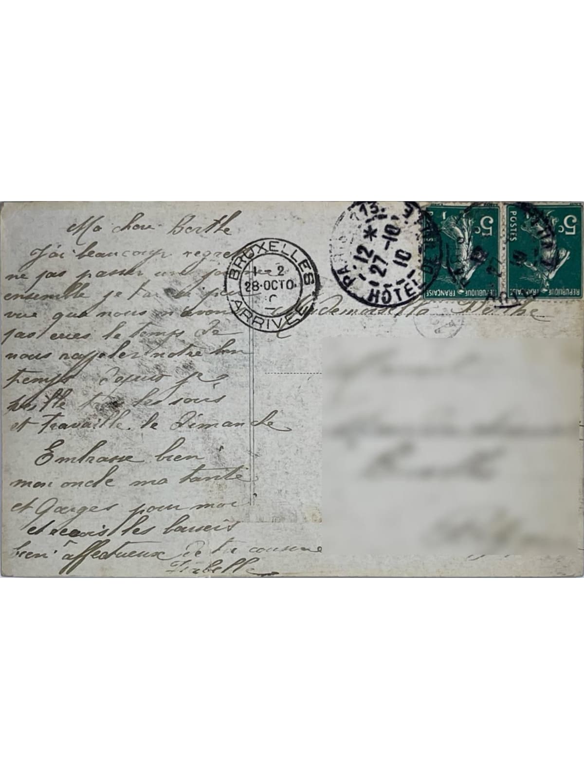 Verso de la carte postale