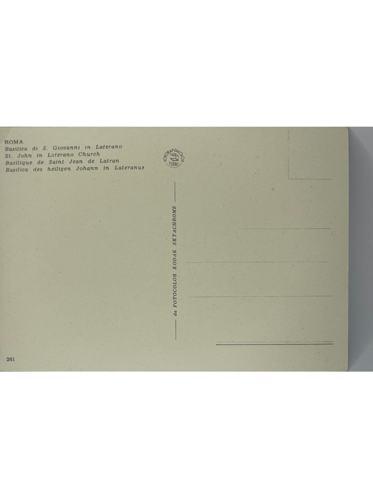 Verso de la carte postale