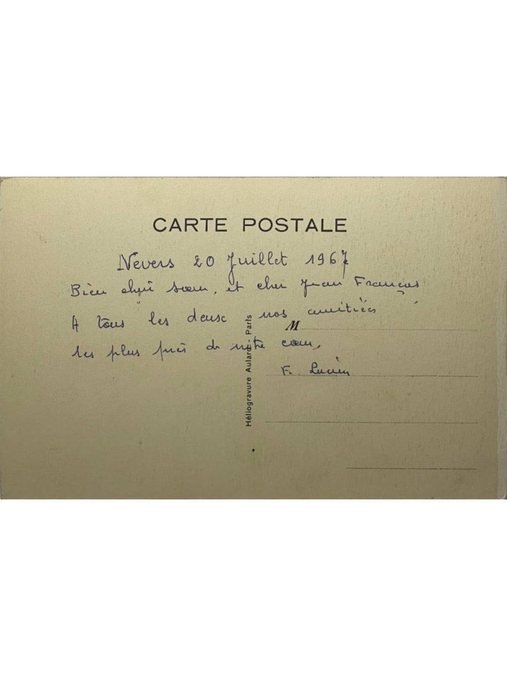 Verso de la carte postale